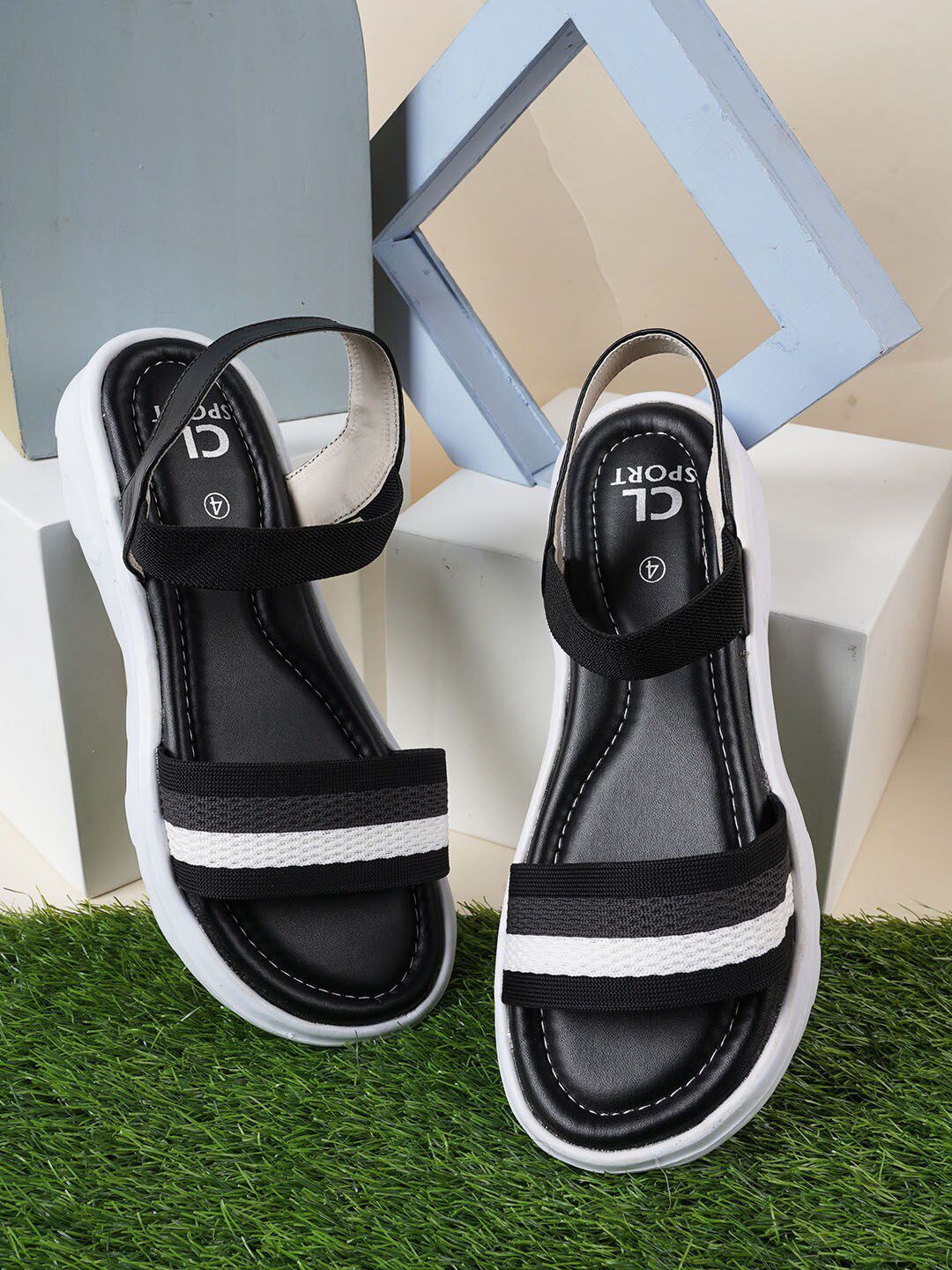 Carlton London sports Women Woven Design Open Toe Flats With backstrap