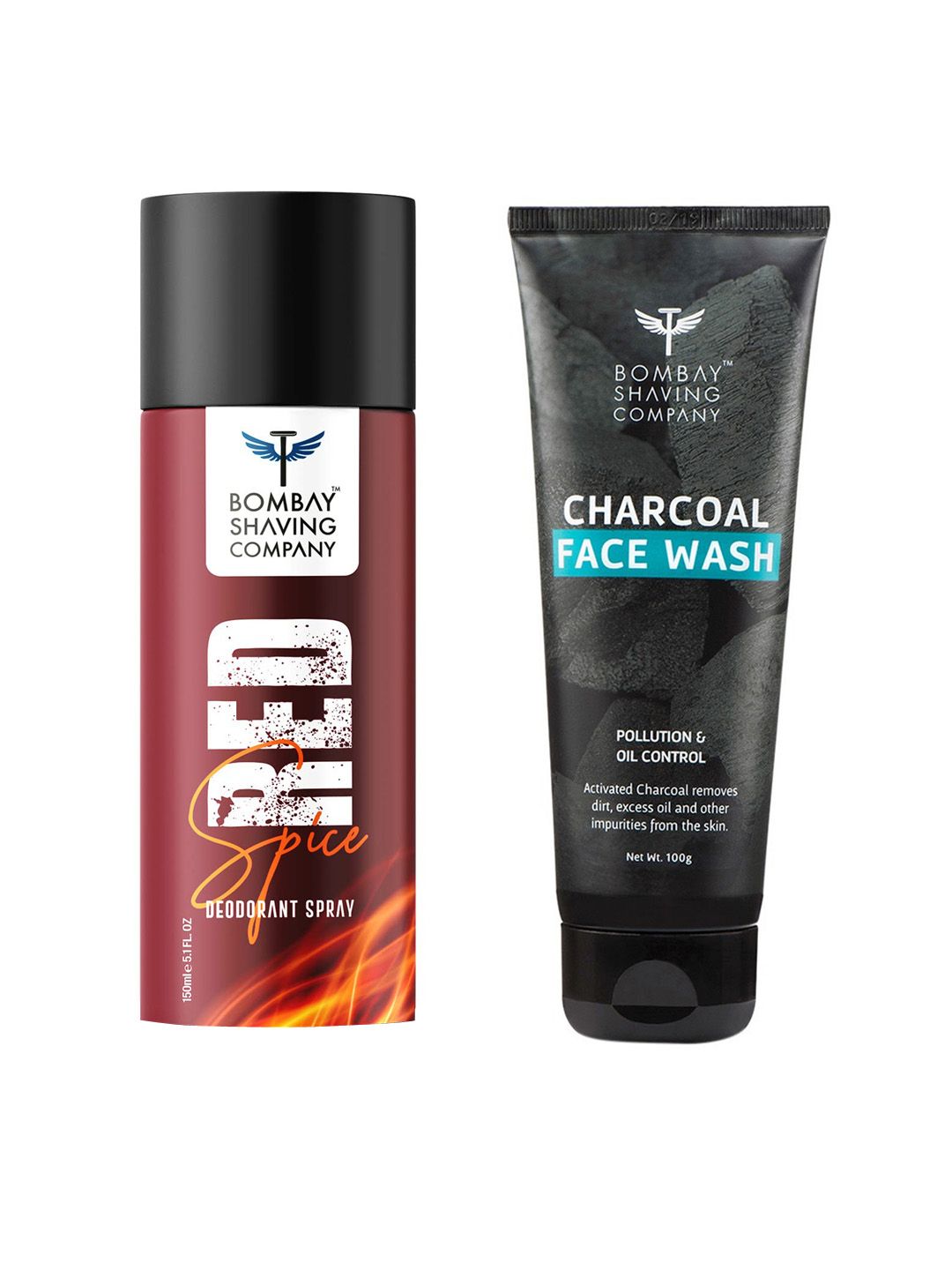 Bombay Shaving Company Set Of Charcoal Face Wash 100g & Red Spice Deodorant 150ml