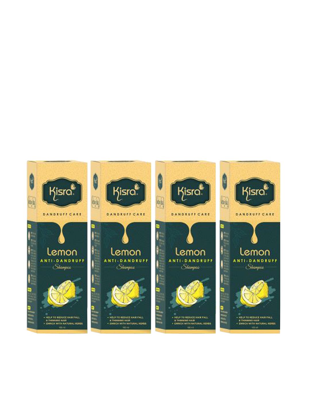 KISRA Set Of 4 Lemon Anti-Dandruff Shampoo With Neem - 100ml Each