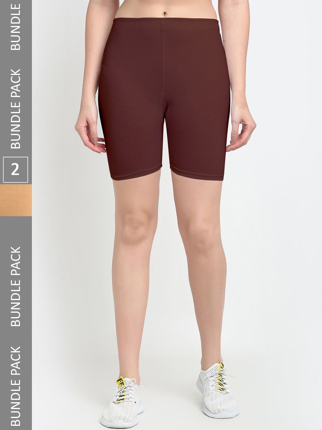 Jinfo Women Pack Of 2 Mid-Rise Above Knee Cycling Sports Shorts