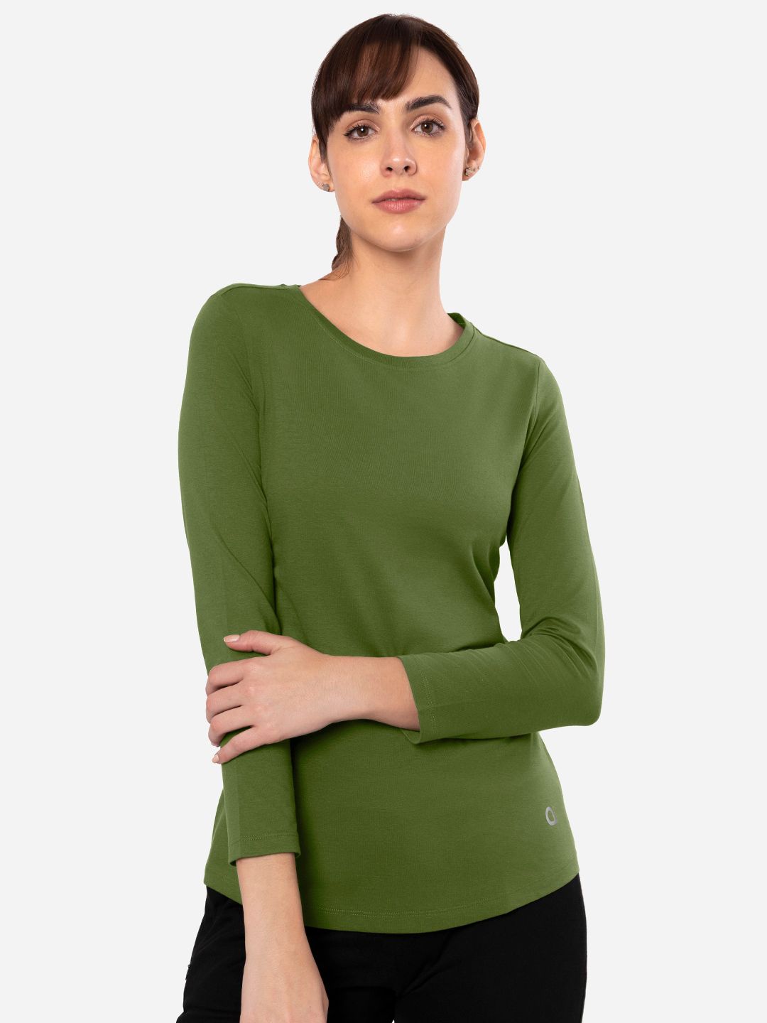 Amante Solid Three-Quarters Sleeves Round Neck T Shirt