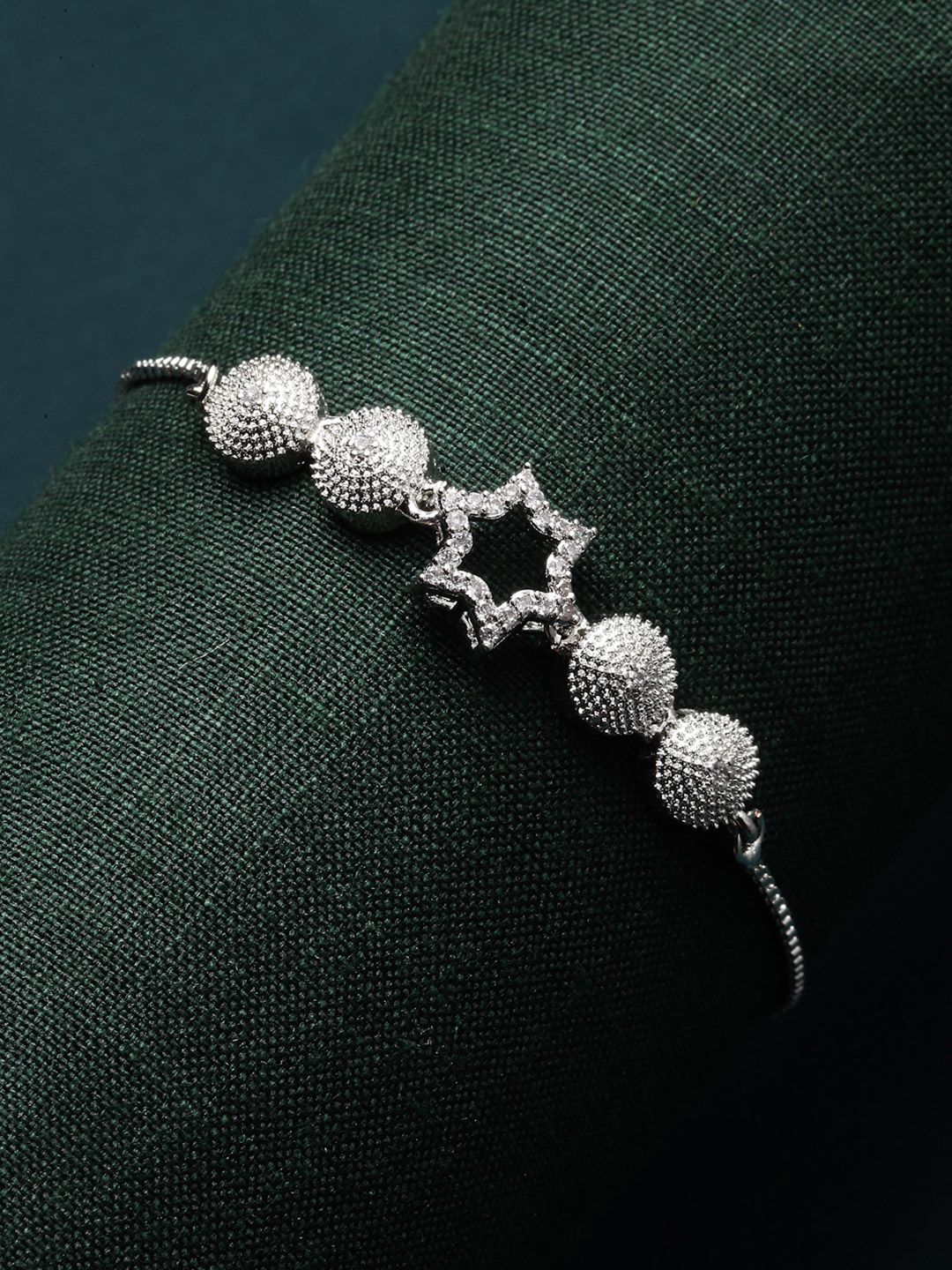 Buy ZENEME Rhodium Plated Silver Toned Star Shaped Ad Studded Wraparound Bracelet -  - Accessories for Women