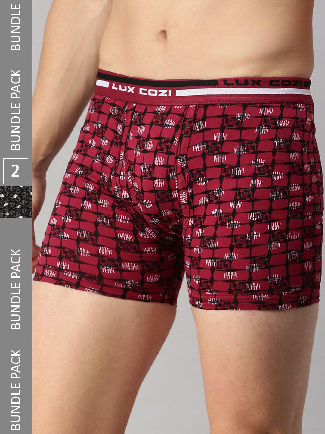 Lux Cozi Pack Of 2 Assorted Pure Cotton Trunks COZI_BIGSHOT_LONGS_PRINT_OE_AST2_2PC