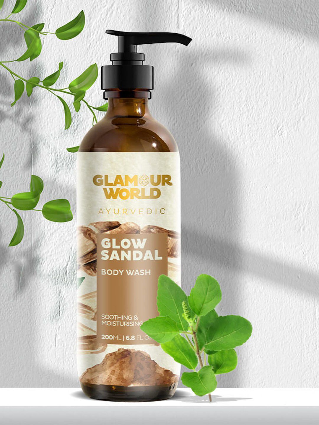 Glamour World Ayurvedic Glow Sandal Body Wash for Soothing & Moisturising - 200 ml