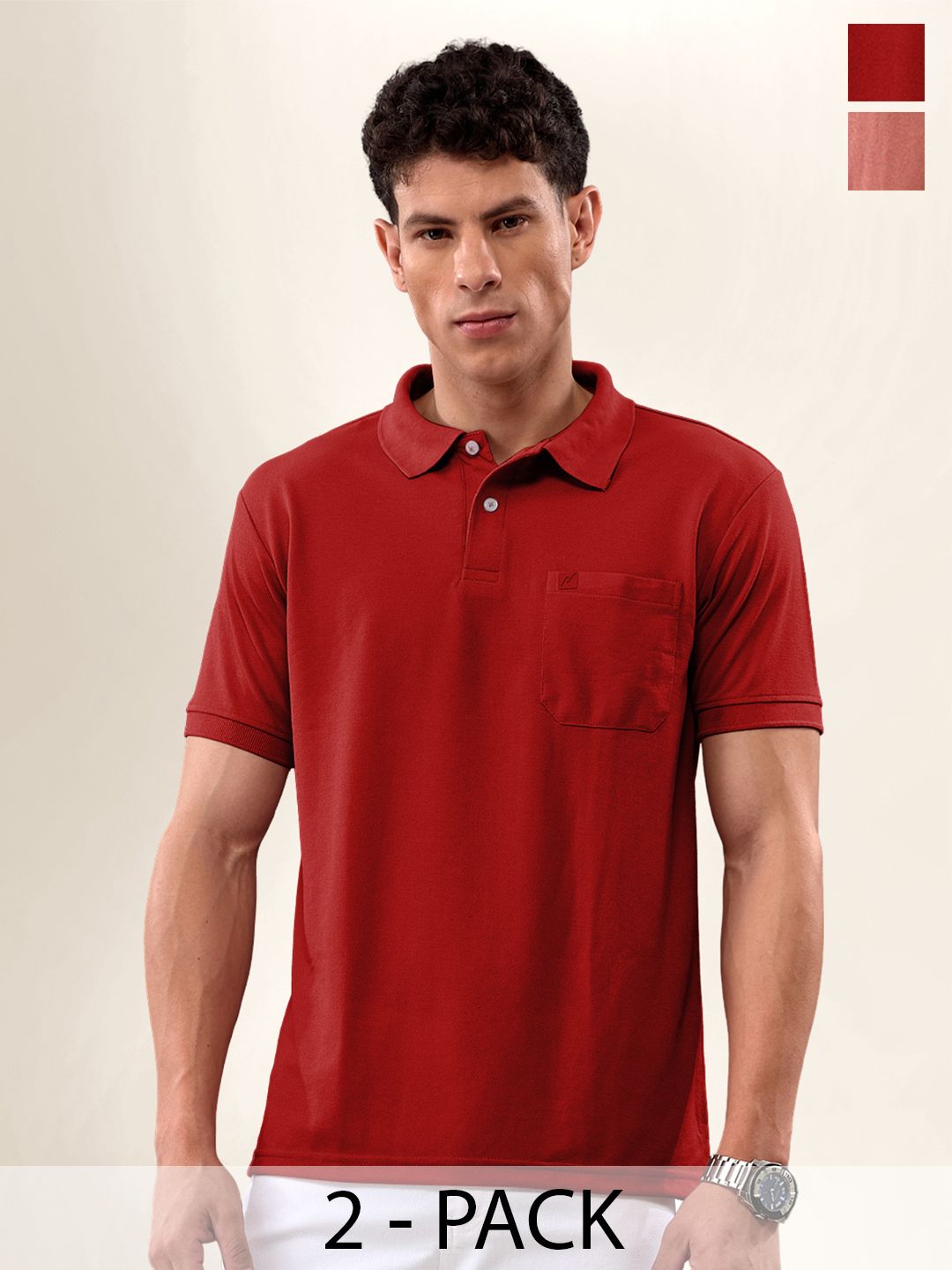 LUX NITRO Pack Of 2 Anti Odour Polo Collar T-shirts