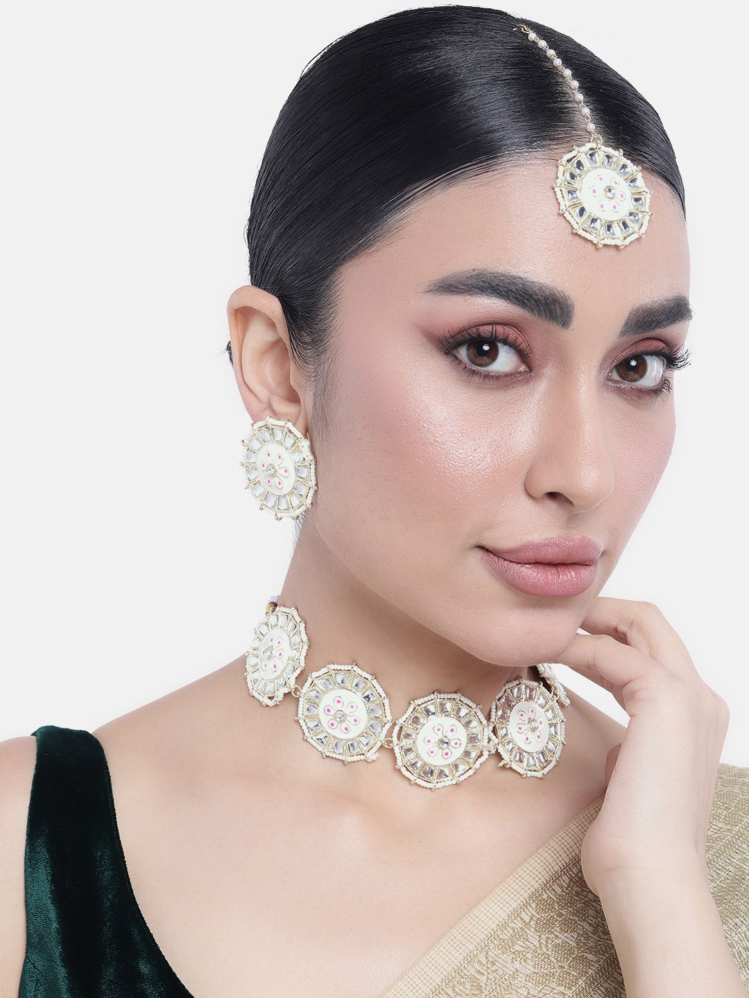 Buy Peora Gold Plated Kundan Choker Necklace Jewellery Set -  - Accessories for Women