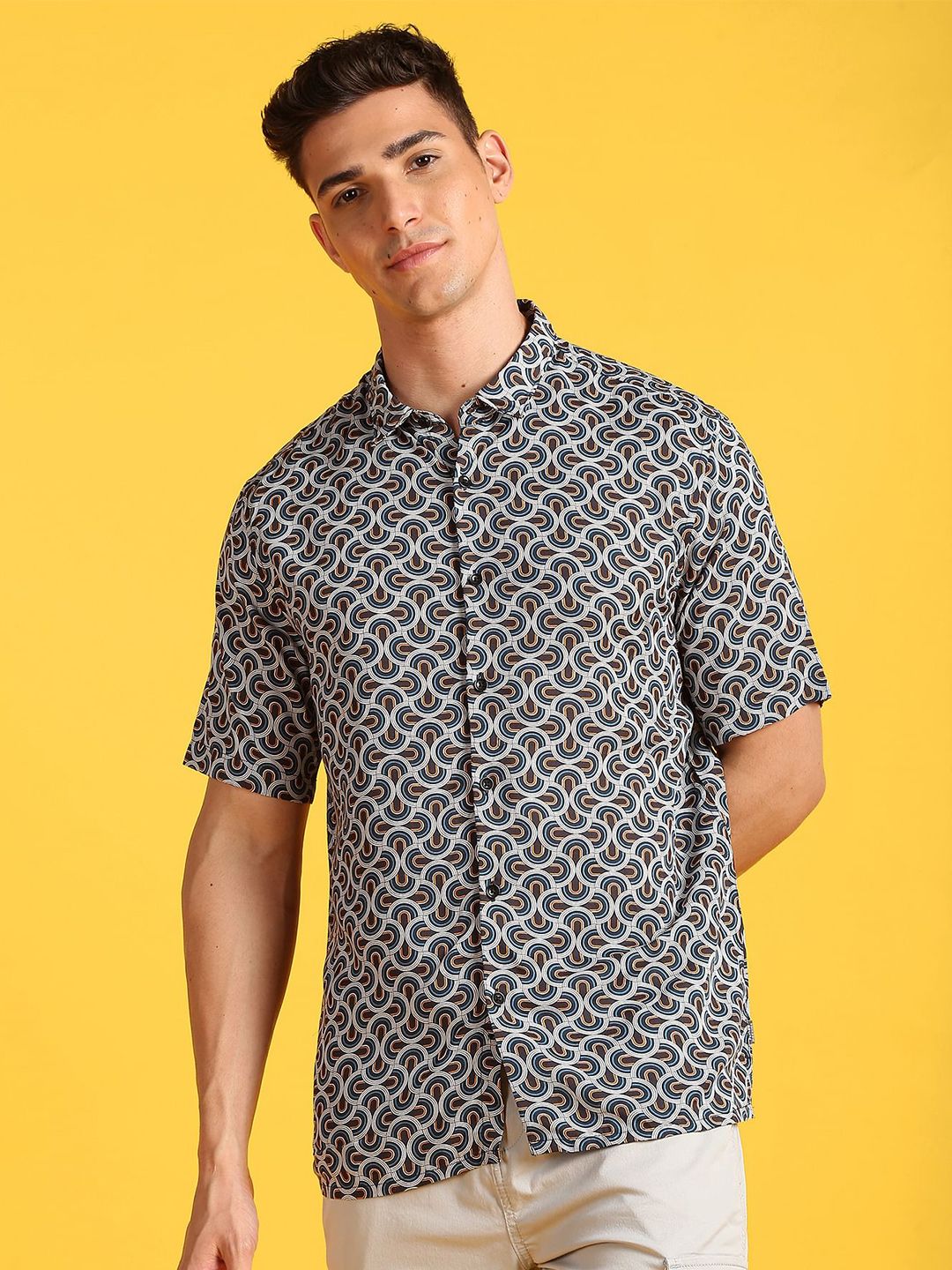 Flying Machine Ethnic Motifs Printed Slim Fit Casual Shirt