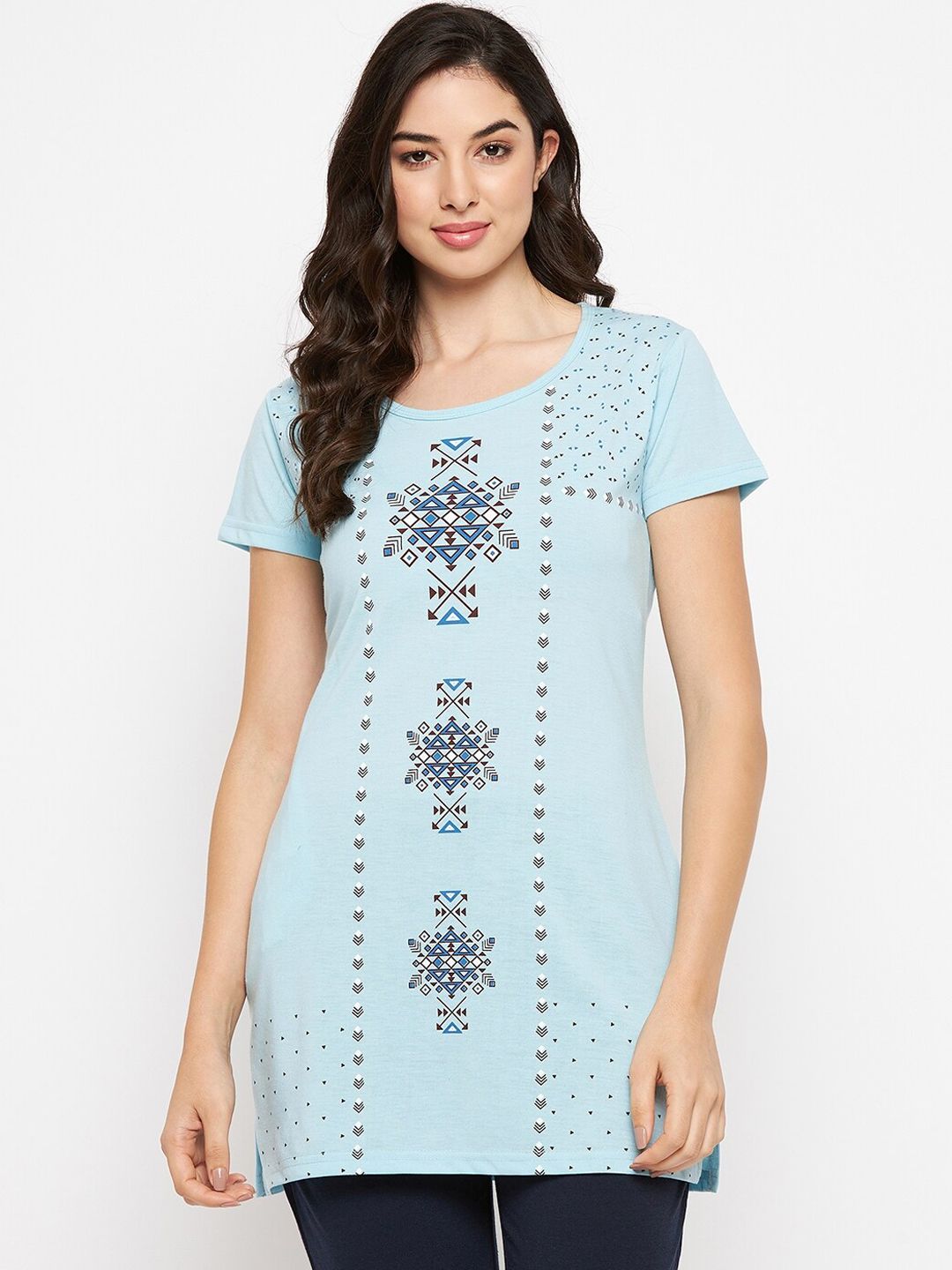 VERO AMORE Plus Size Printed Round Neck Short Sleeves Lounge T-shirts