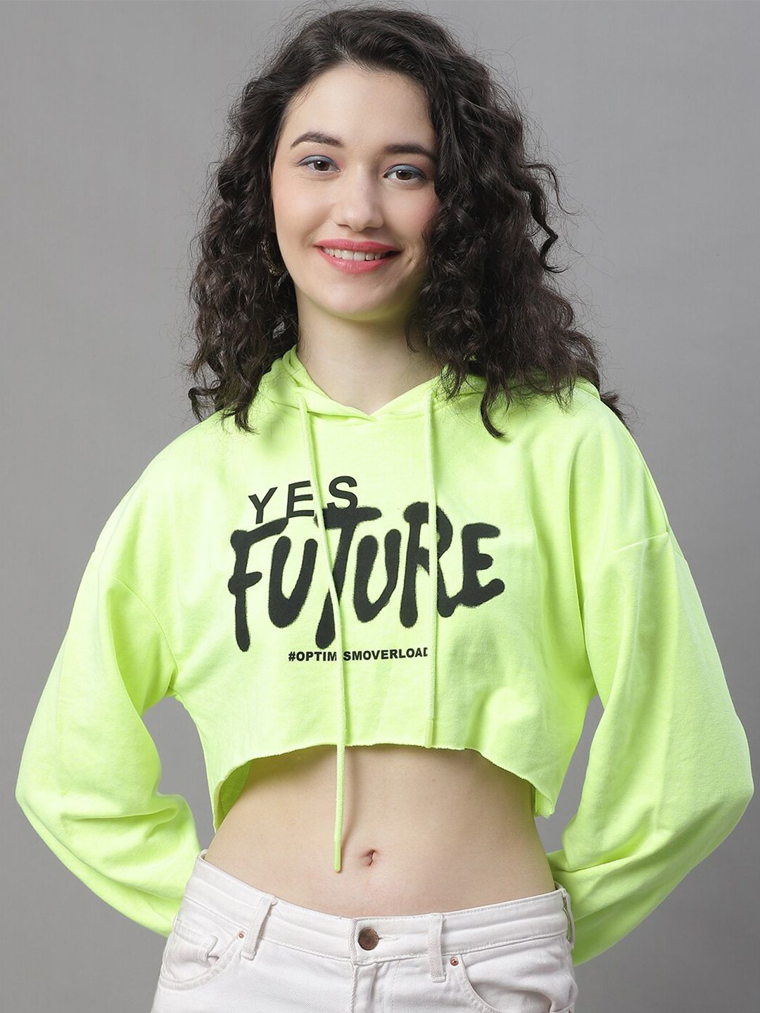 NoBarr Printed Hooded Crop Sweatshirt