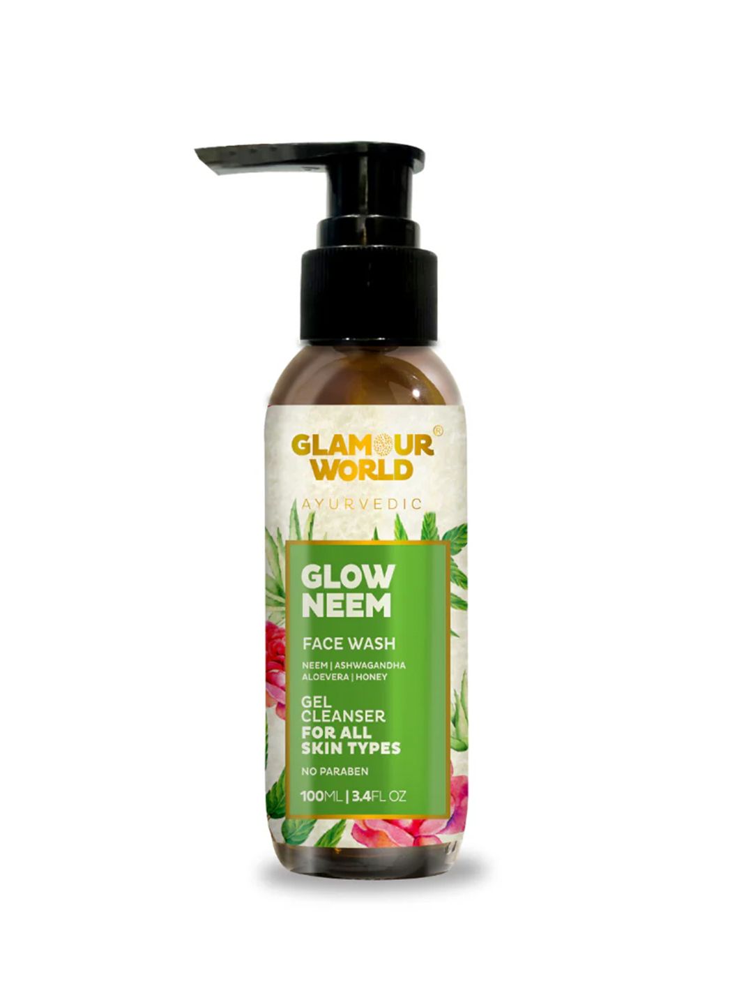 Glamour World Ayurvedic Glow Neem Gel Cleanser Face Wash with Aloevera & Neem - 100 ml