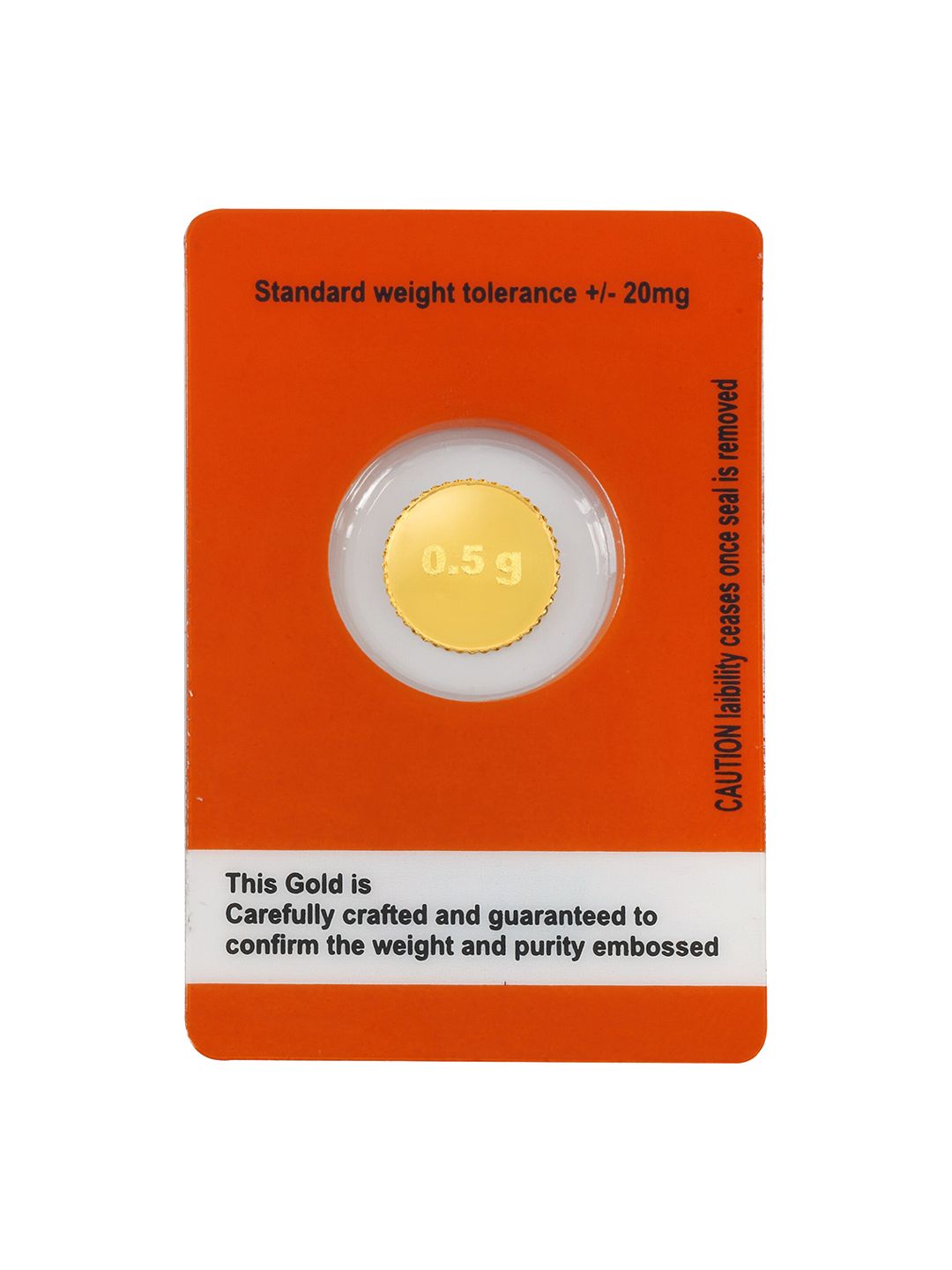 BANGALORE REFINERY 24KT 999 Purity Gold Coin- 0.5 g