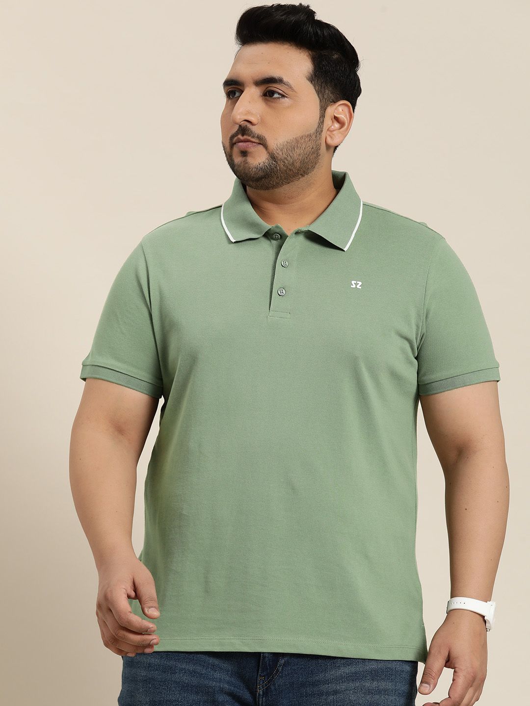 Sztori Men Solid Polo Collar Pure Cotton T-shirt