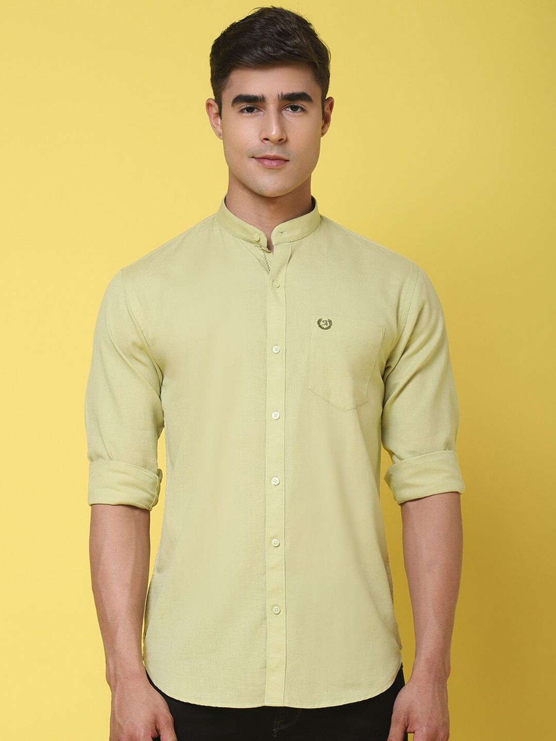 Rodamo Band Collar Slim Fit Cotton Shirt