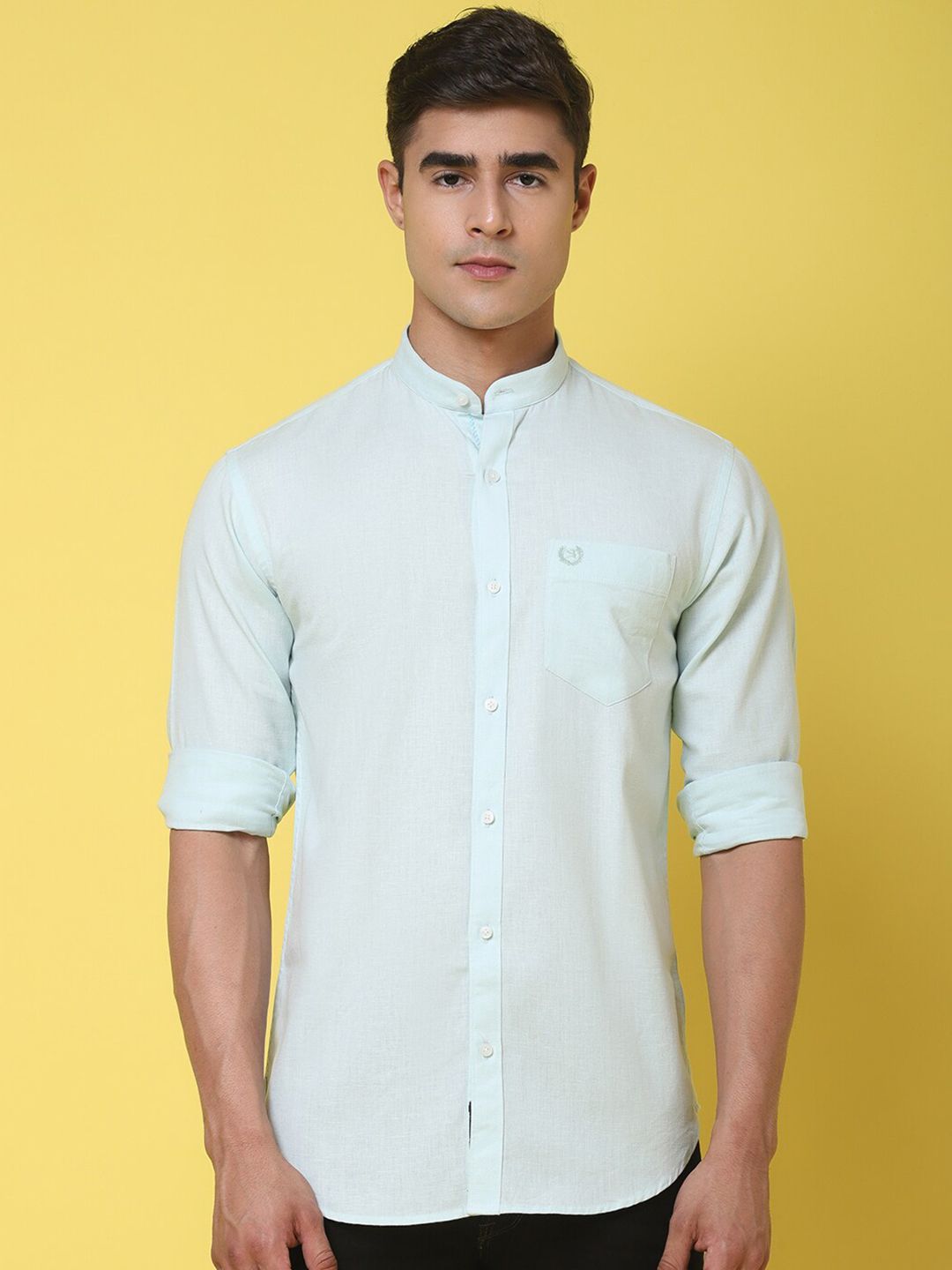 Rodamo Band Collar Slim Fit Cotton Shirt