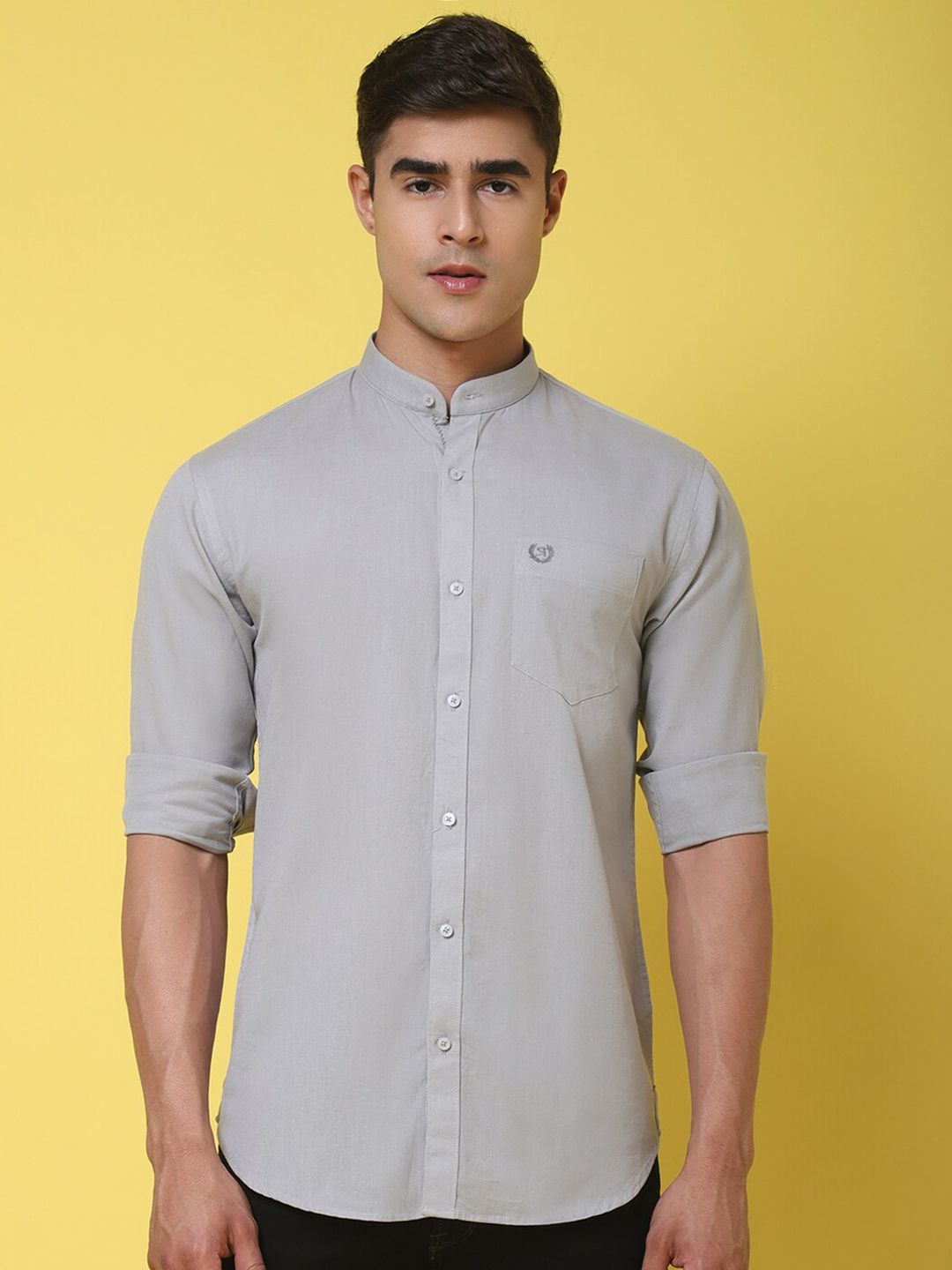 Rodamo Band Collar Slim Fit Cotton Shirt