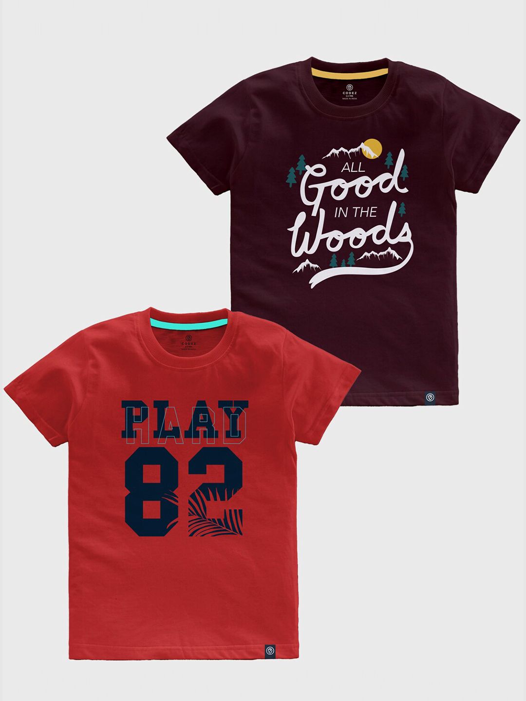 CODEZ Boys Pack OF 2 Typography Printed Cotton T-shirt
