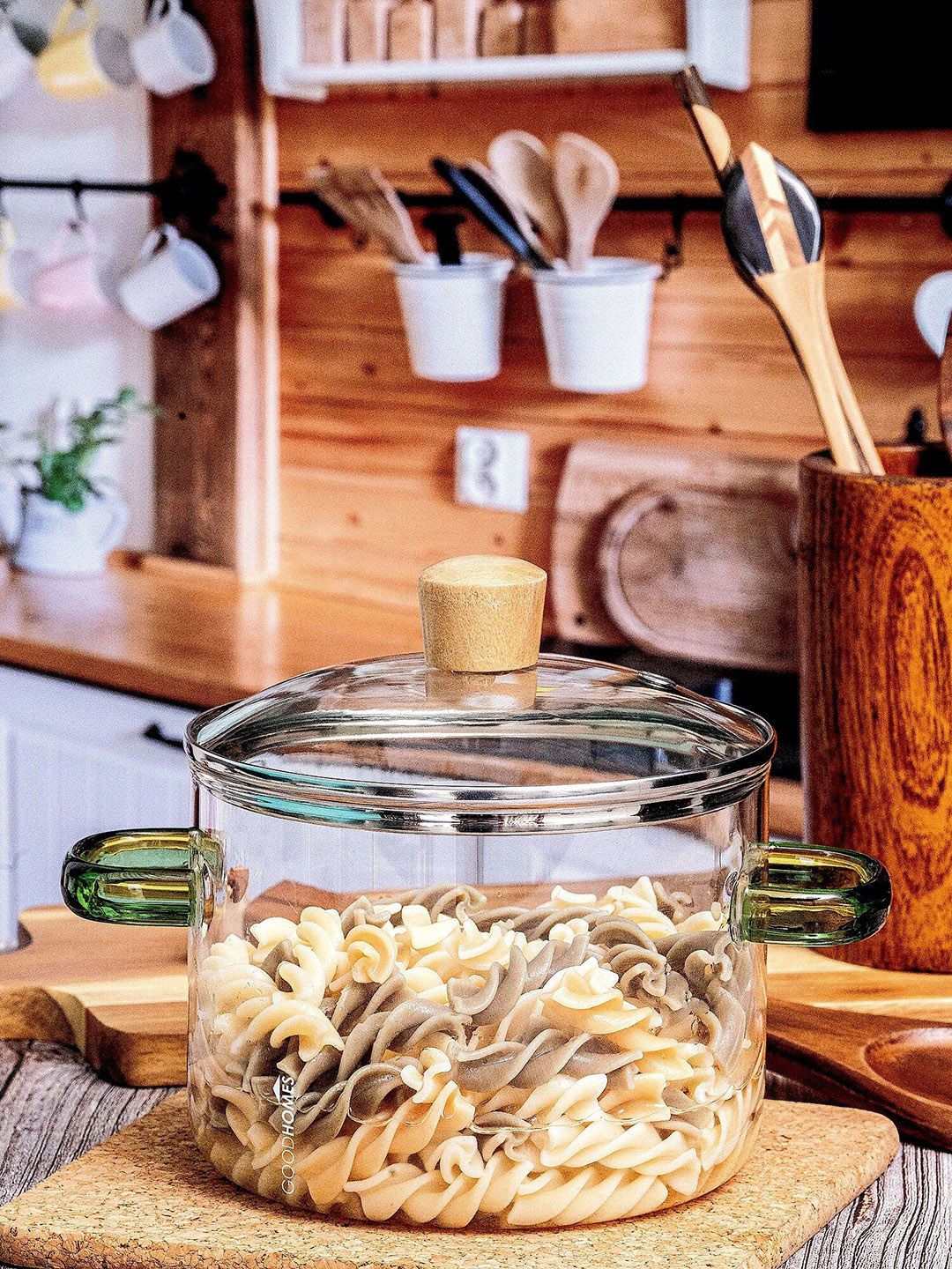 GOODHOMES Transparent Glass Serving Casserole With Lid