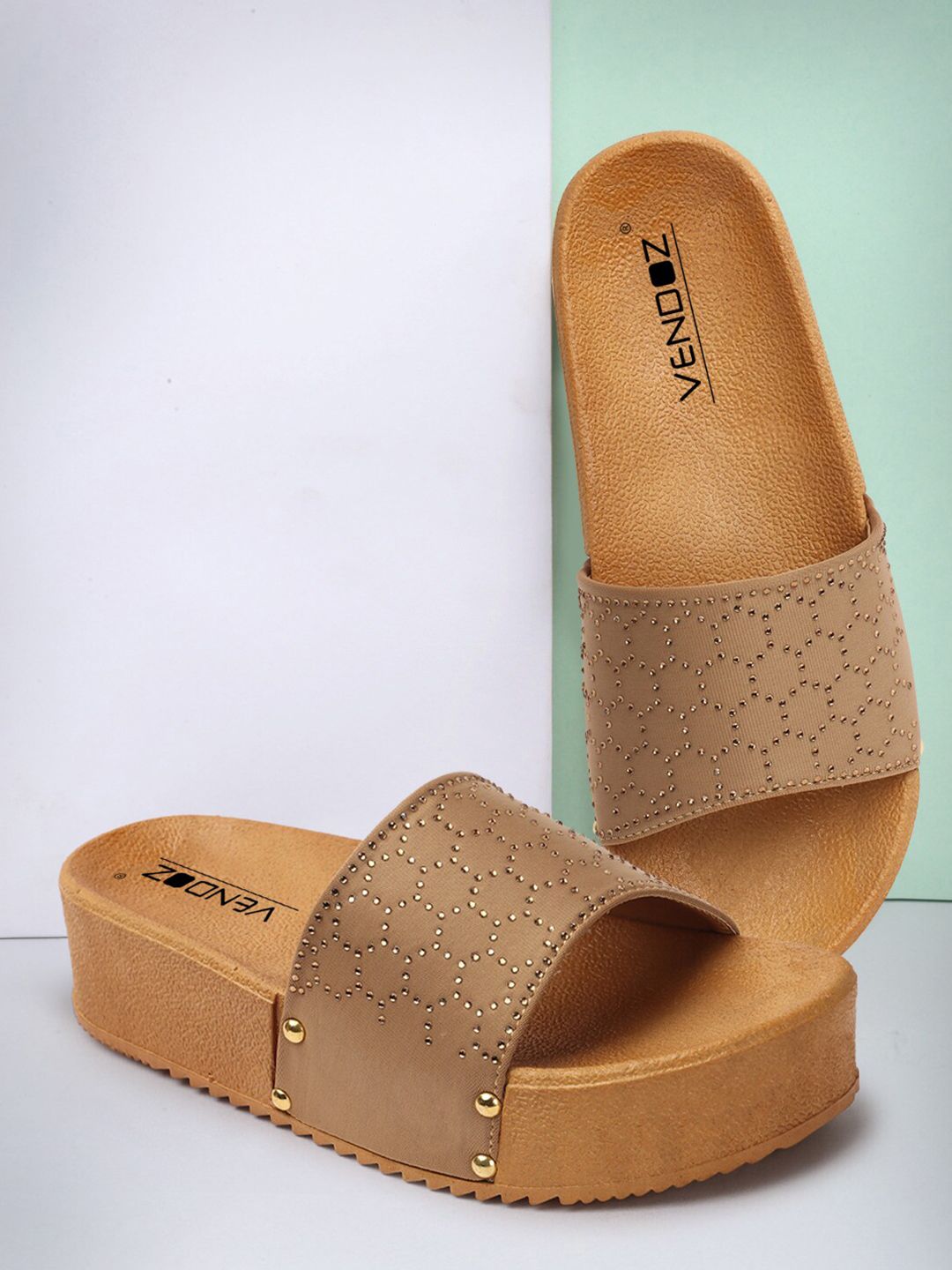 VENDOZ Women Embellished Open Toe Flats