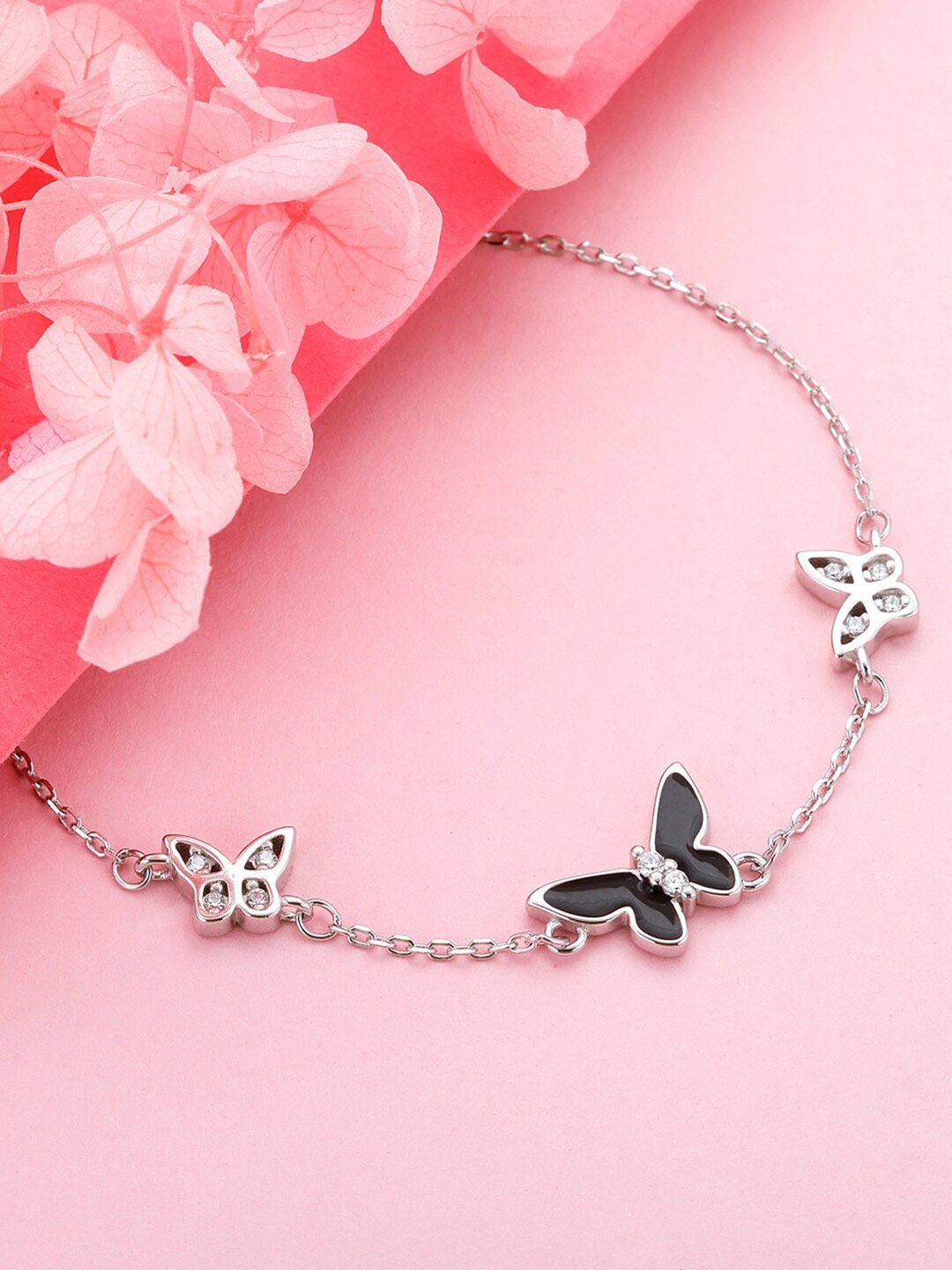 Buy GIVA Rhodium Plated 925 Sterling Silver Butterflies Cubic Zirconia Link Bracelet -  - Accessories for Women
