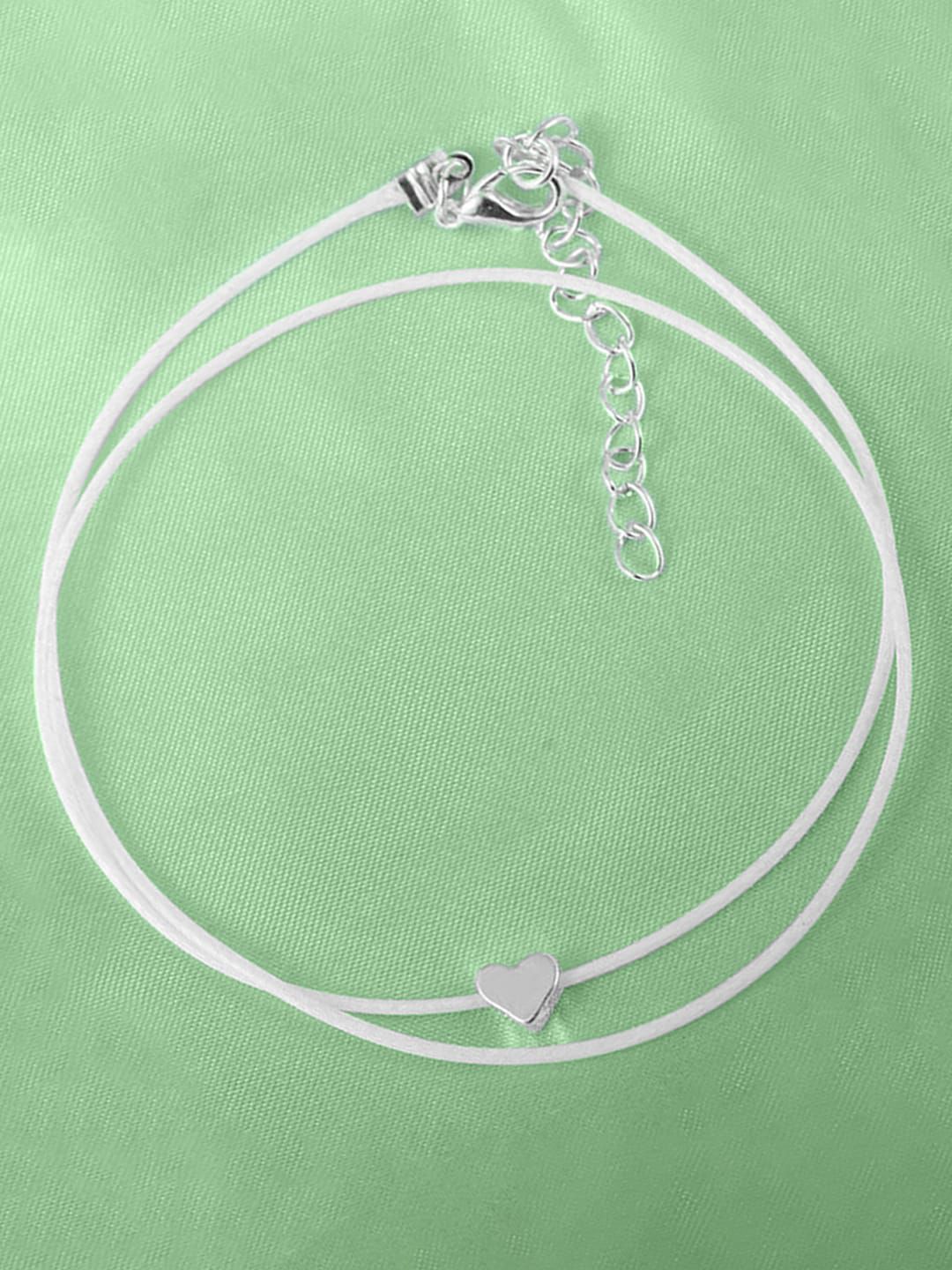 Peora Set Of 4 Silver-Plated Intricate Textured Anklets
