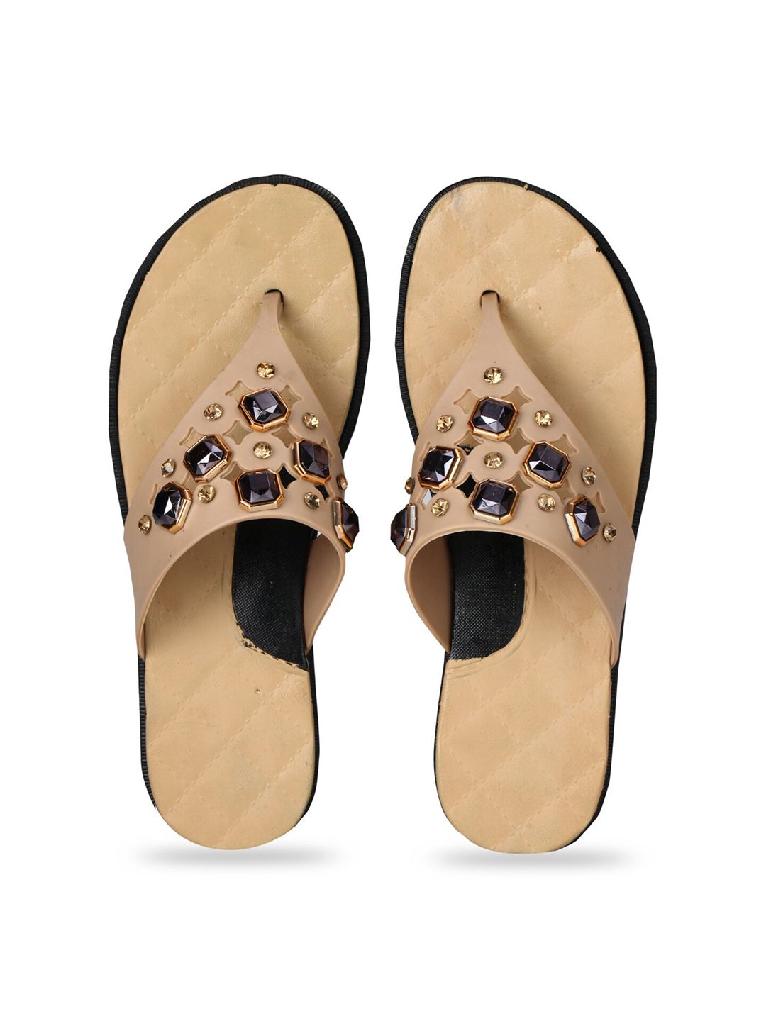 JUMPLITE Embellished T-Strap Flats