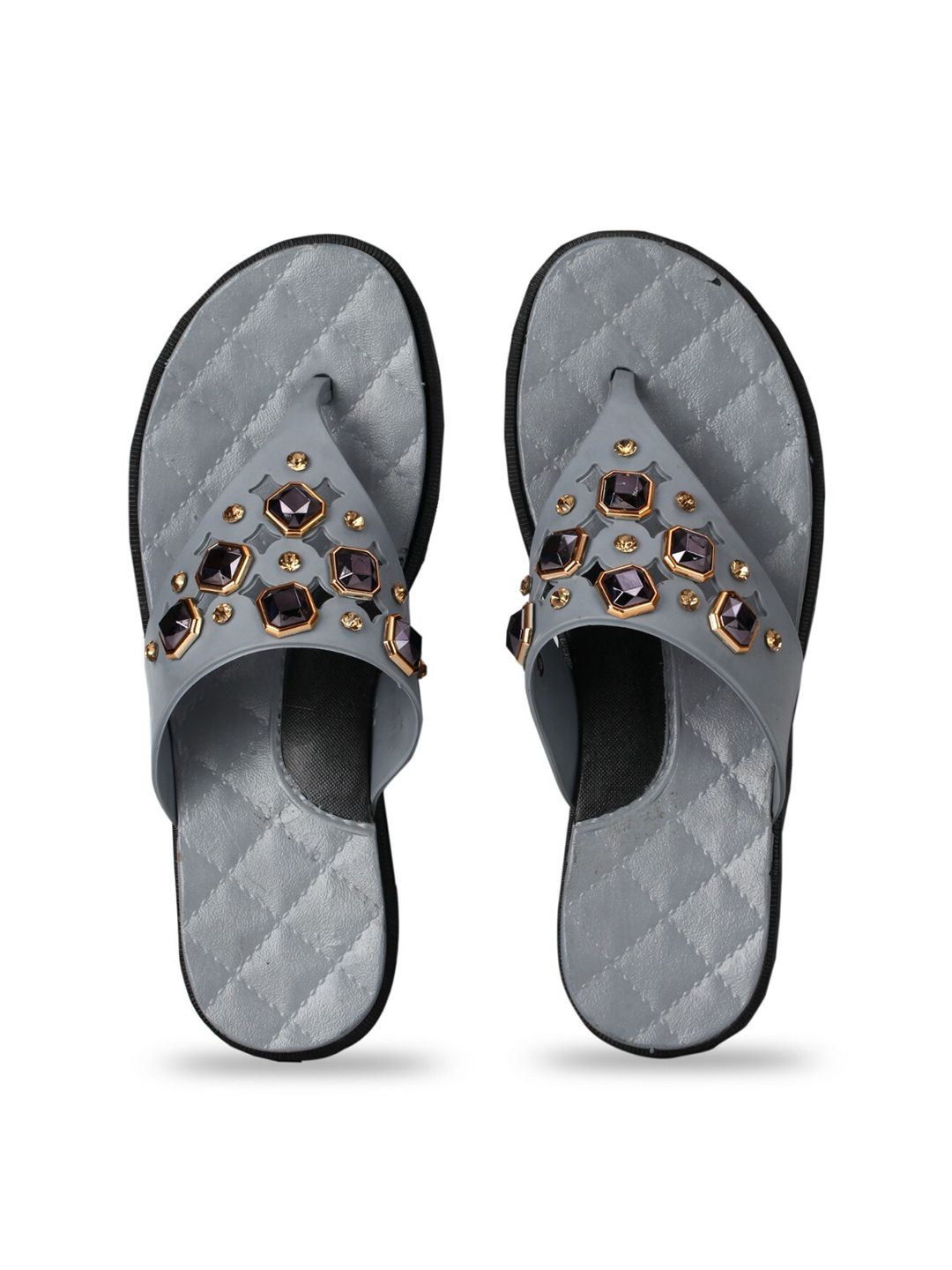 JUMPLITE Embellished T-Strap Flats