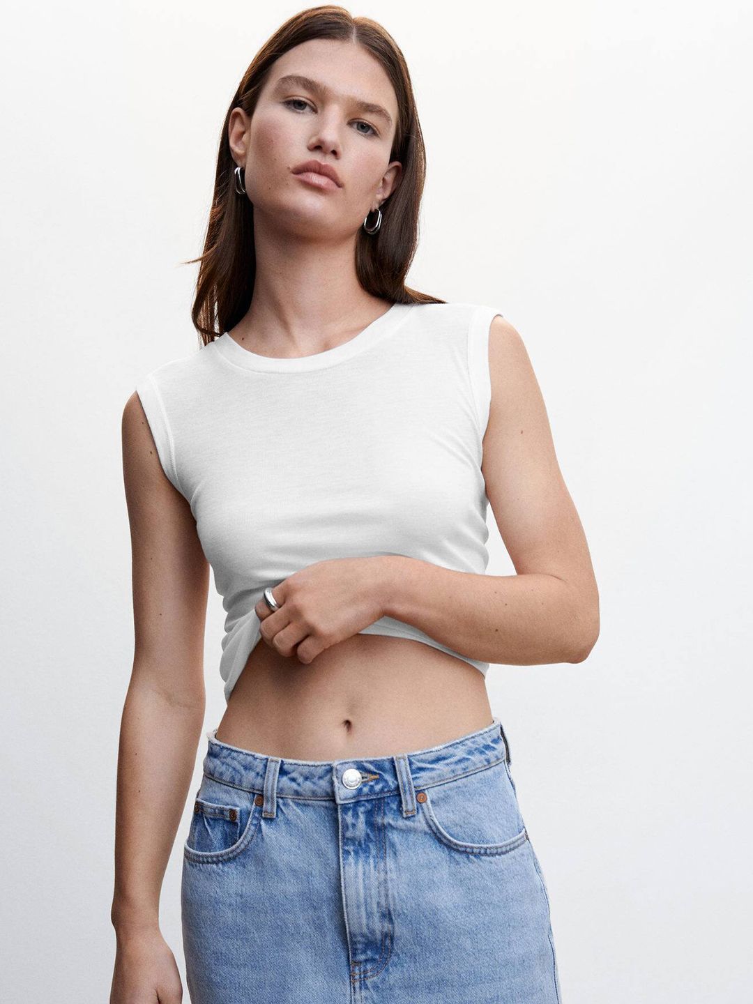 MANGO Regular Fit Sleeveless T-shirt