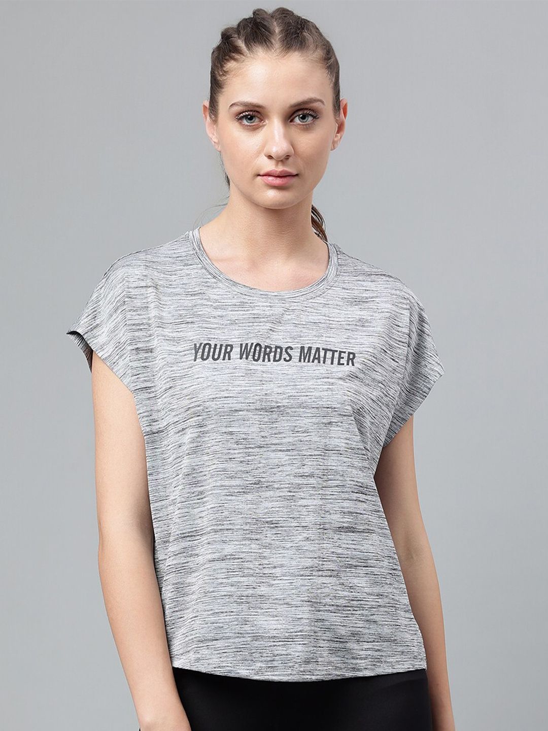 MKH  Dri-FIT Typography Printed Extended Sleeves Round Neck Sports T-shirt