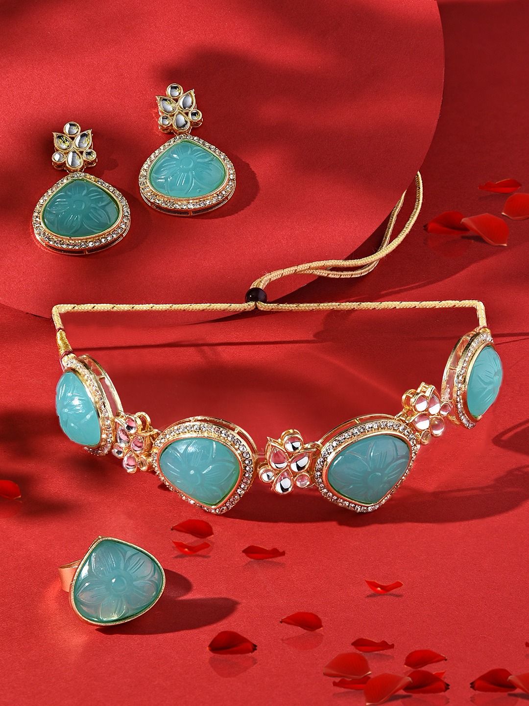 Buy Zaveri Pearls Gold Plated Stone Studded Jewellery Set -  - Accessories for Women