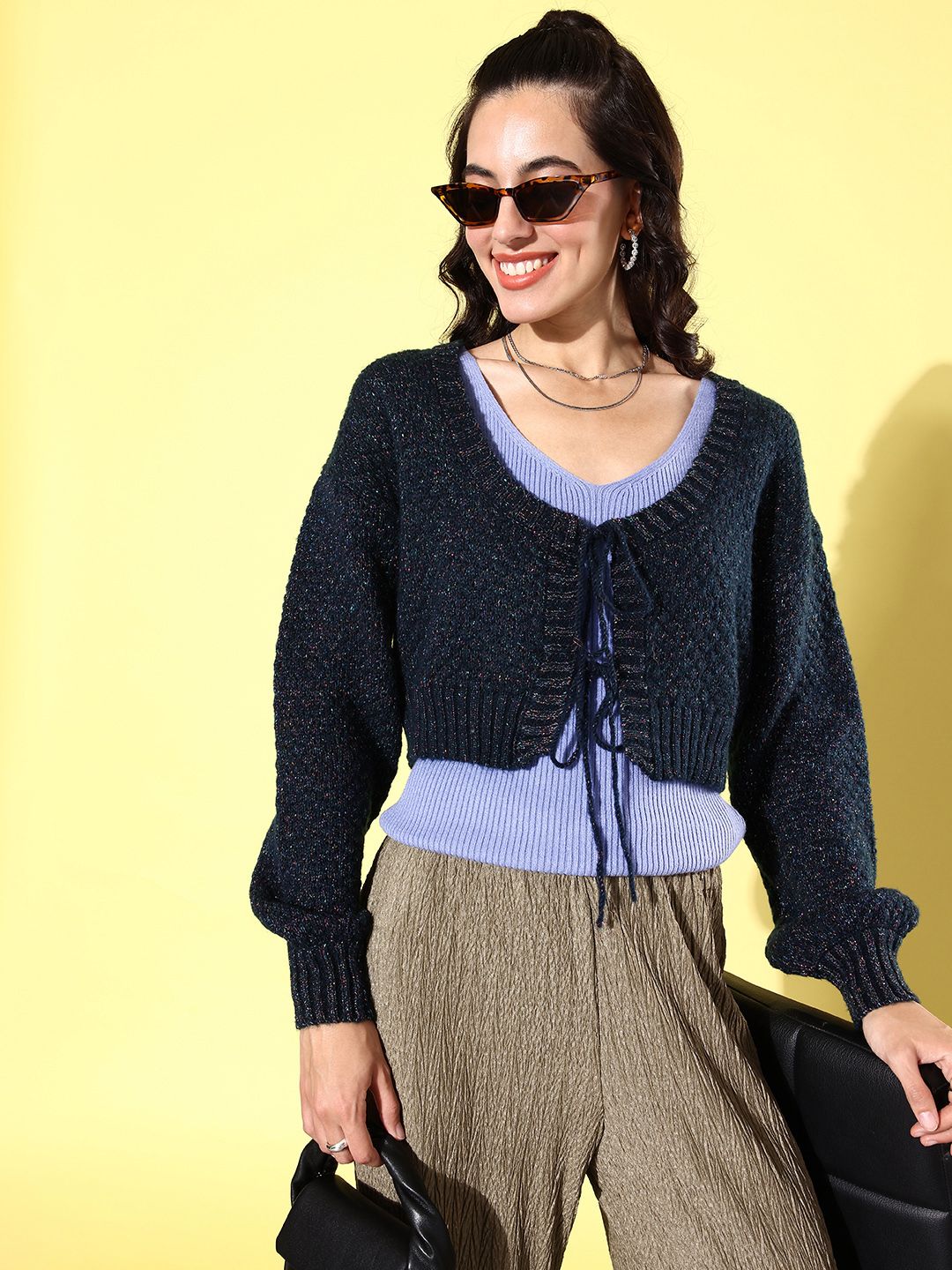 The Roadster Life Co. Cable Knitted September-Hello Monsoon-Bizz Hybrids Crop Cardigan