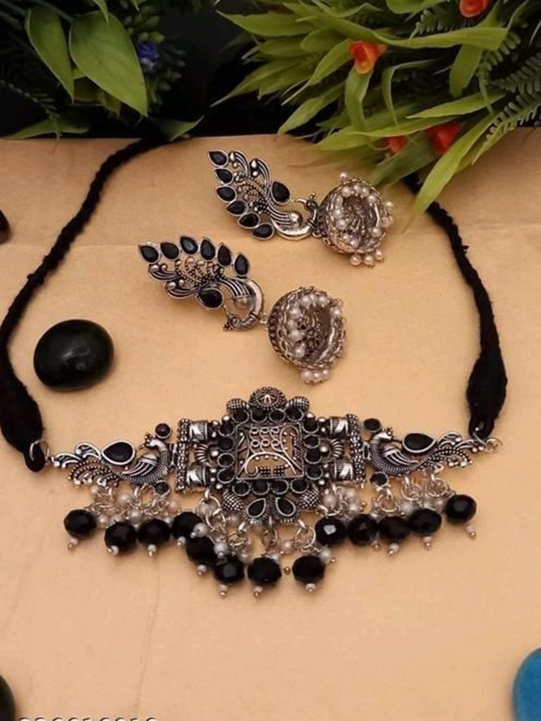 Buy Samridhi DC Oxidised Silver Plated Stone Studded & Beaded Afghan Jewellery Set -  - Accessories for Women