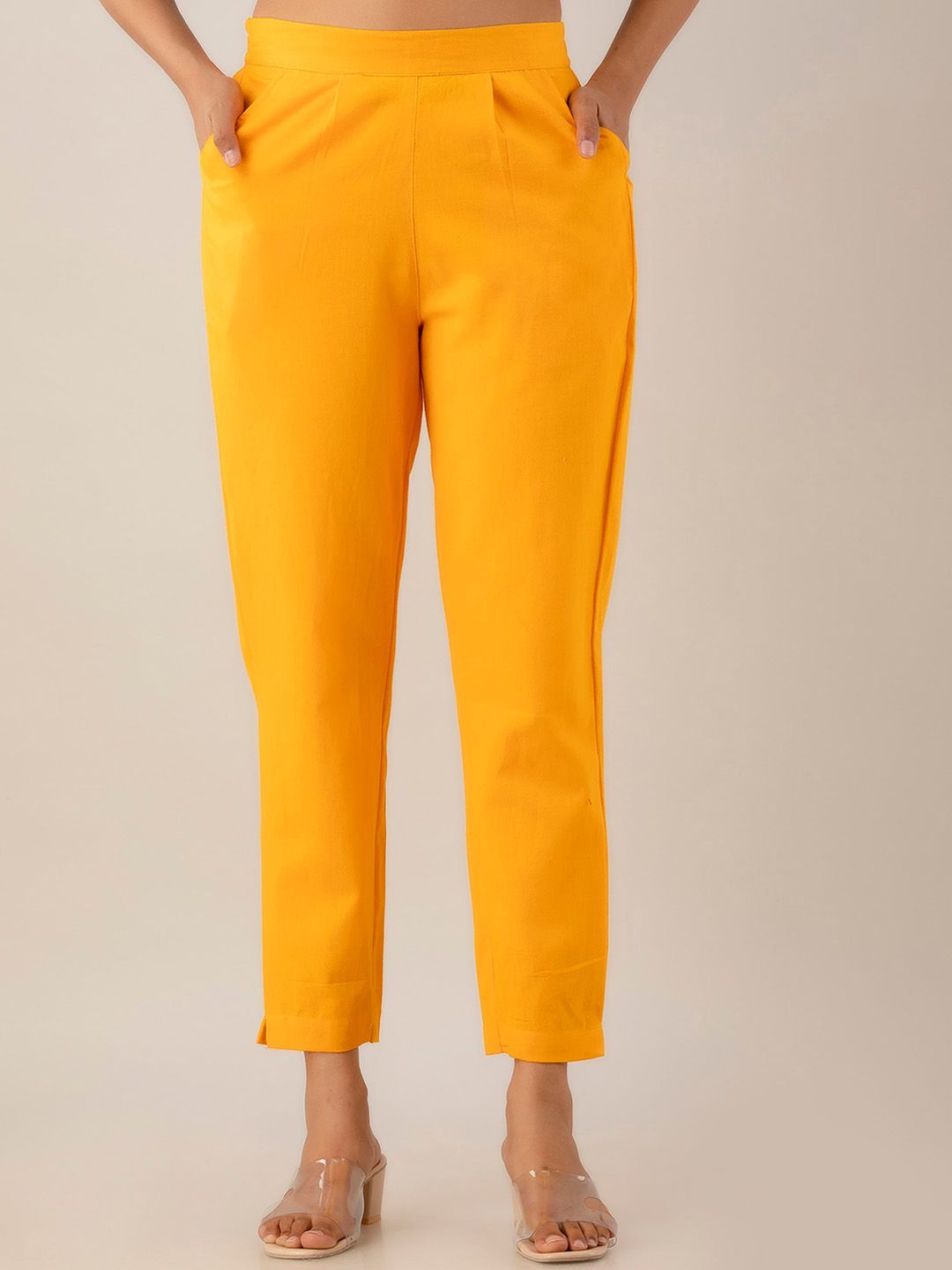 Kohsh Women Pure Cotton Pleated Cigarette Trousers