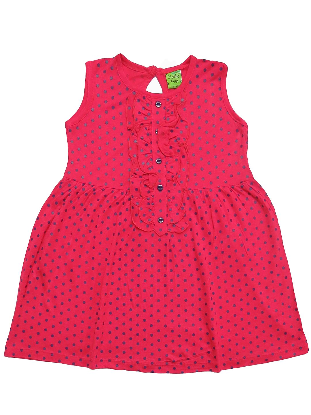 Clothe Funn Girls Polka Dot Printed Ruffled Fit & Flare Dress