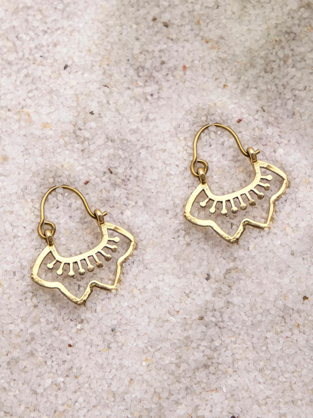 Studio One Love Brass-Plated Contemporary Hoop Earrings