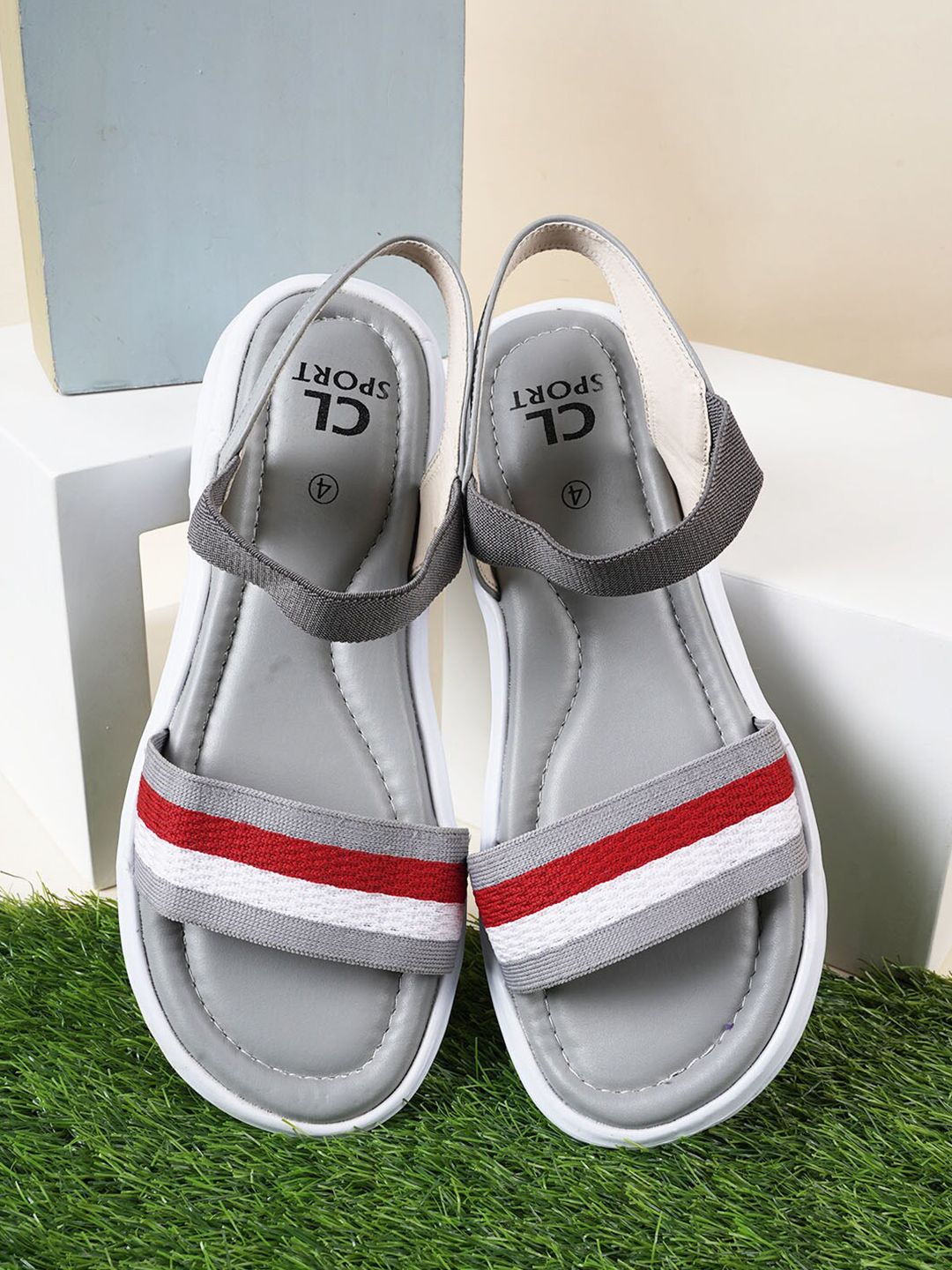 Carlton London sports Striped Open Toe Flats