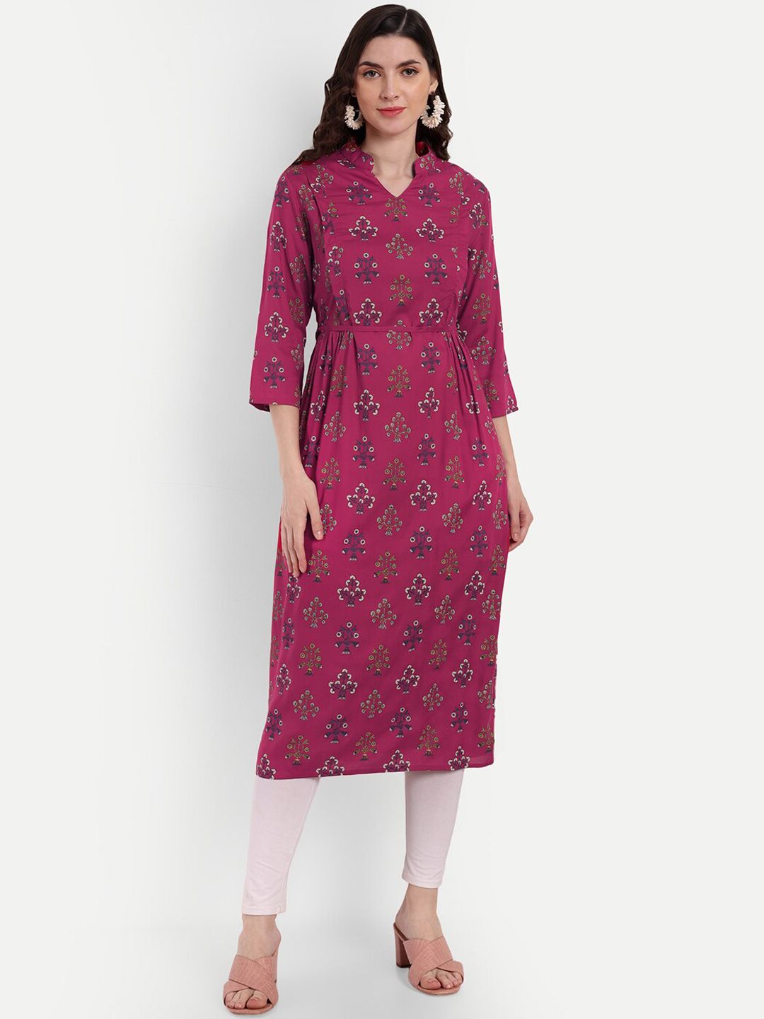 Aaruvi Ruchi Verma Ethnic Motifs Printed Cotton Maternity Feeding A-Line Kurta