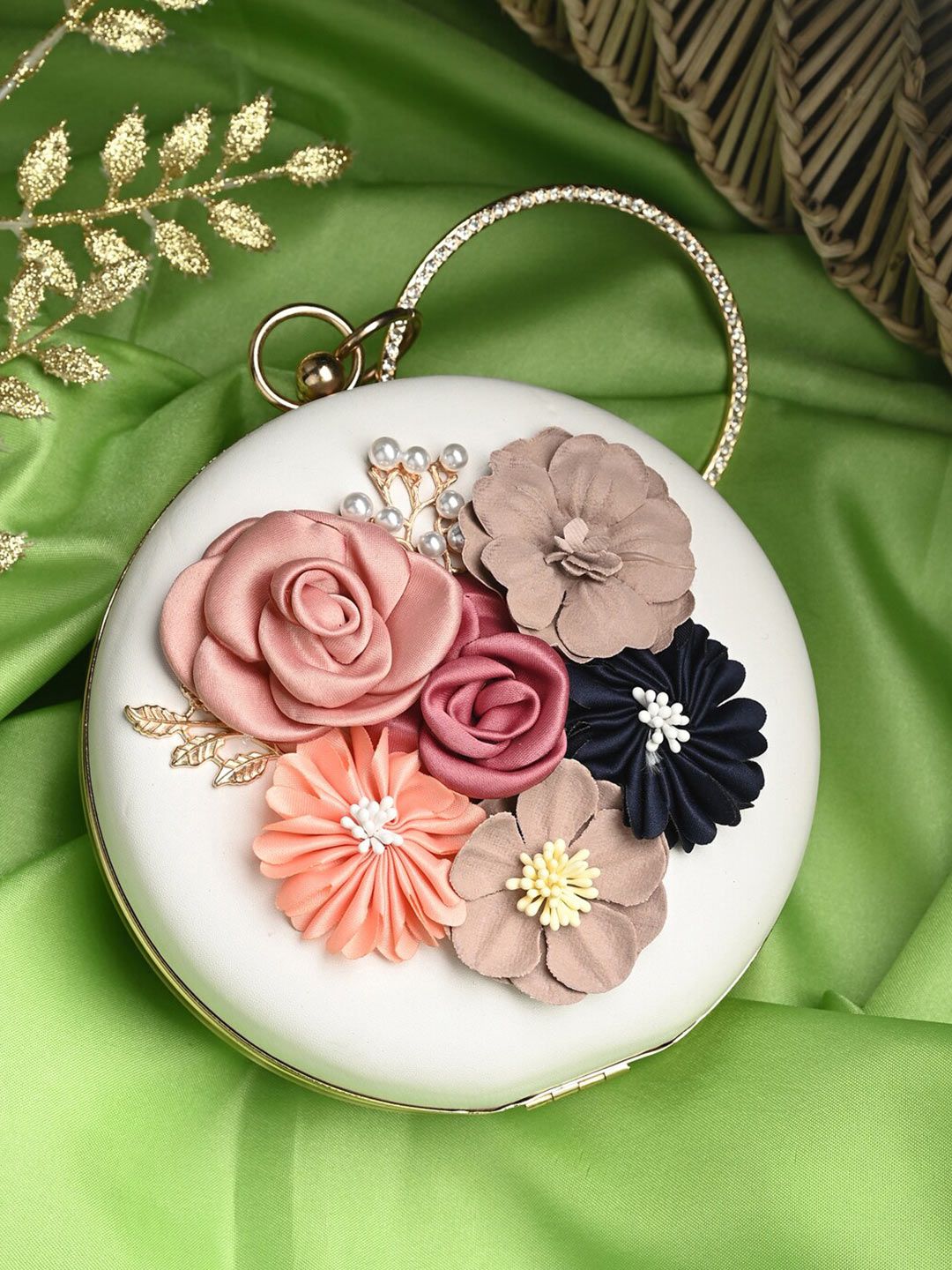 Toobacraft Floral Embellished Box Clutch