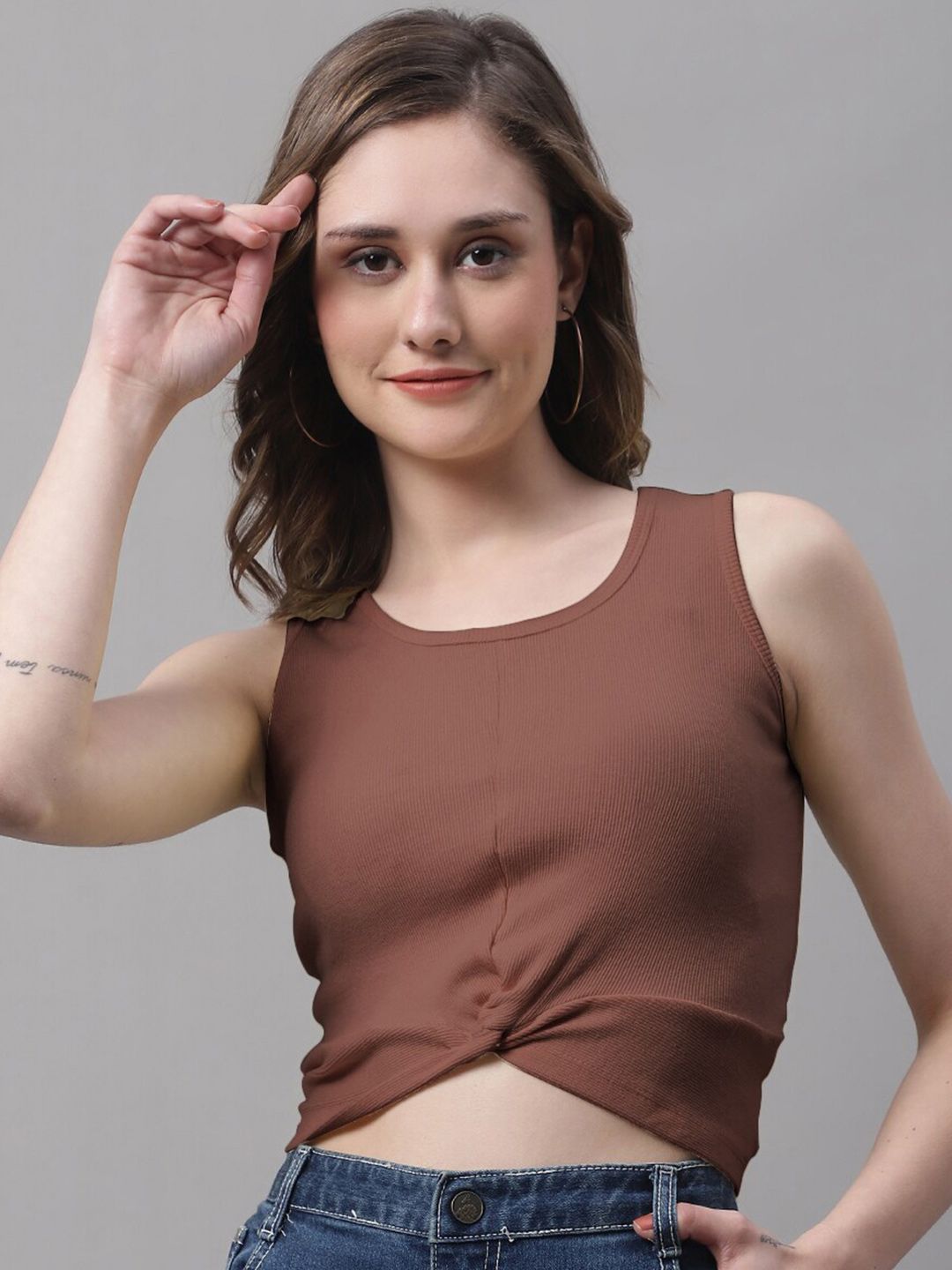 FBAR Sleeveless Twisted Cotton Crop Top
