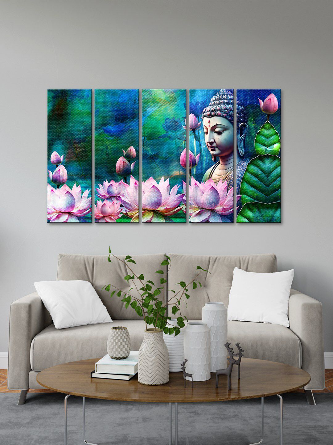 Buy 999Store Pink 5 Pieces Buddha Printed Canvas Paintings -  - Home for Unisex