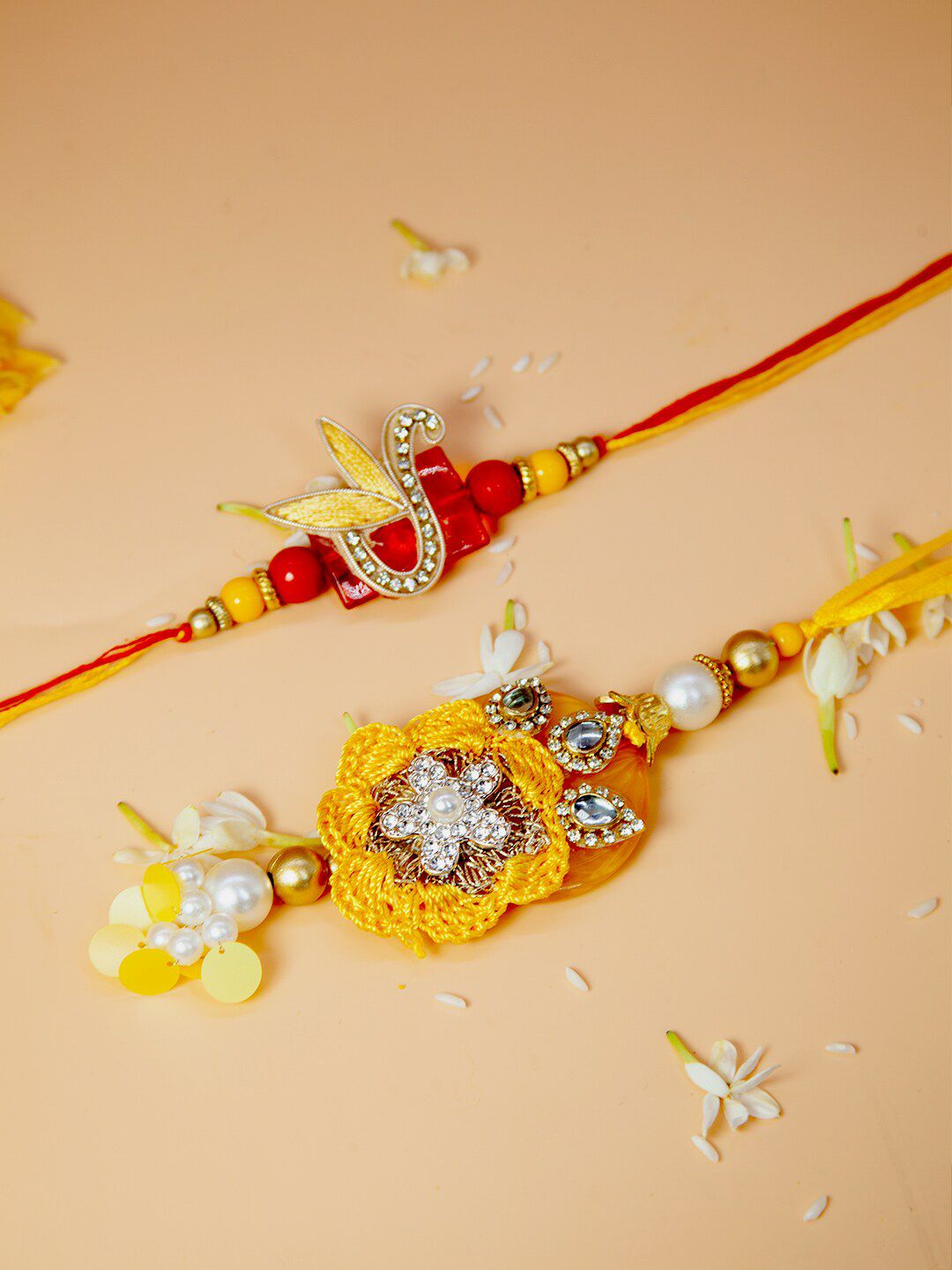 Fida Set of 2 Kundan With Pearl Studded Lumba Rakhi