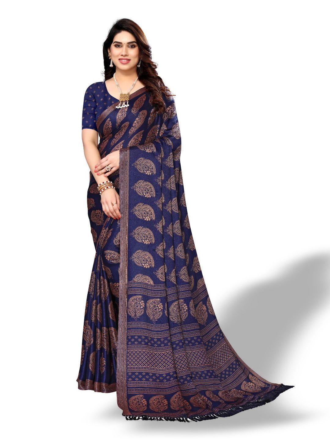 FABMORA Floral Printed Pure Chiffon Saree