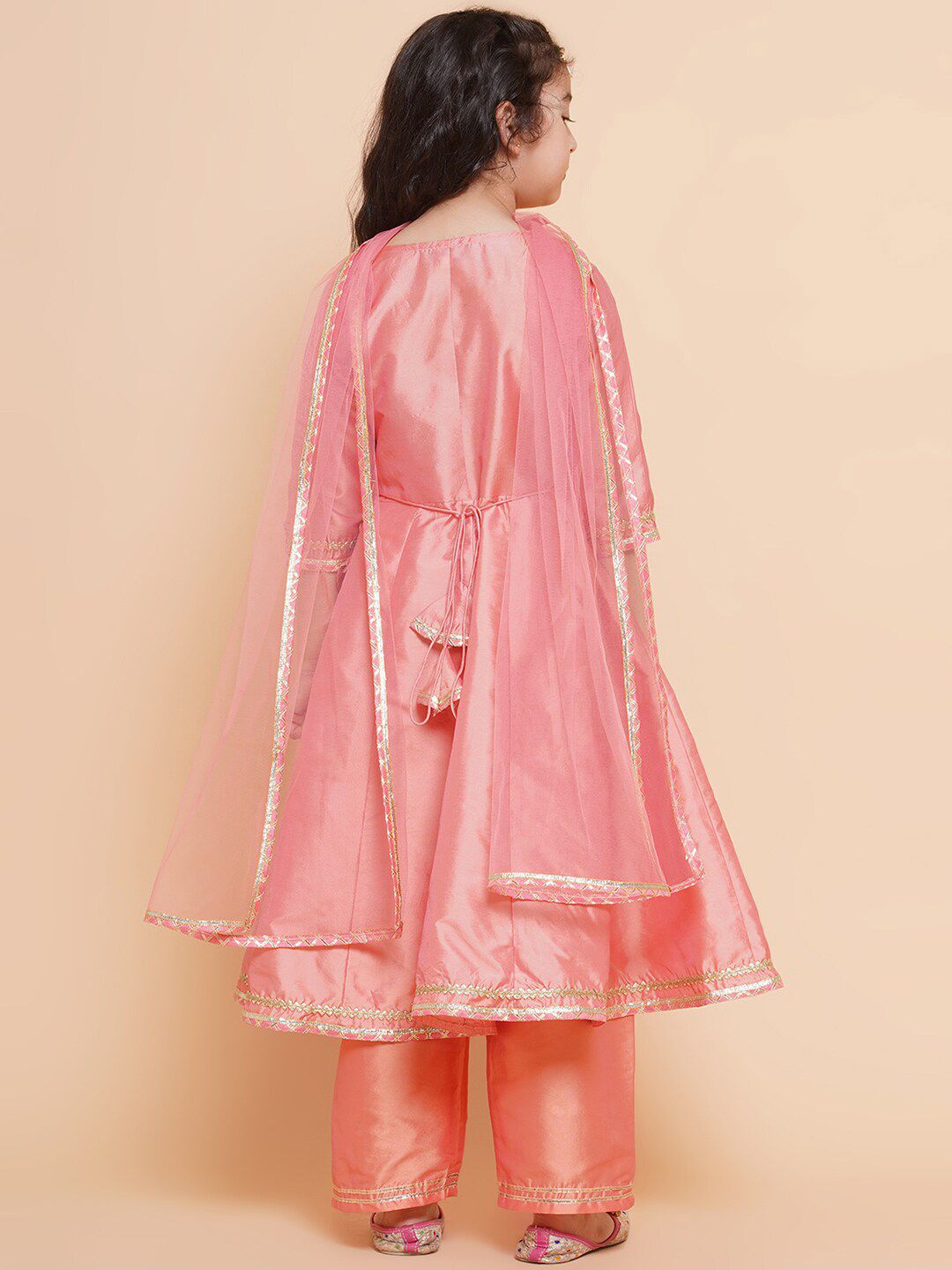 Girls Embroidered Angrakha Gotta Patti Kurta With Trousers & Dupatta 5