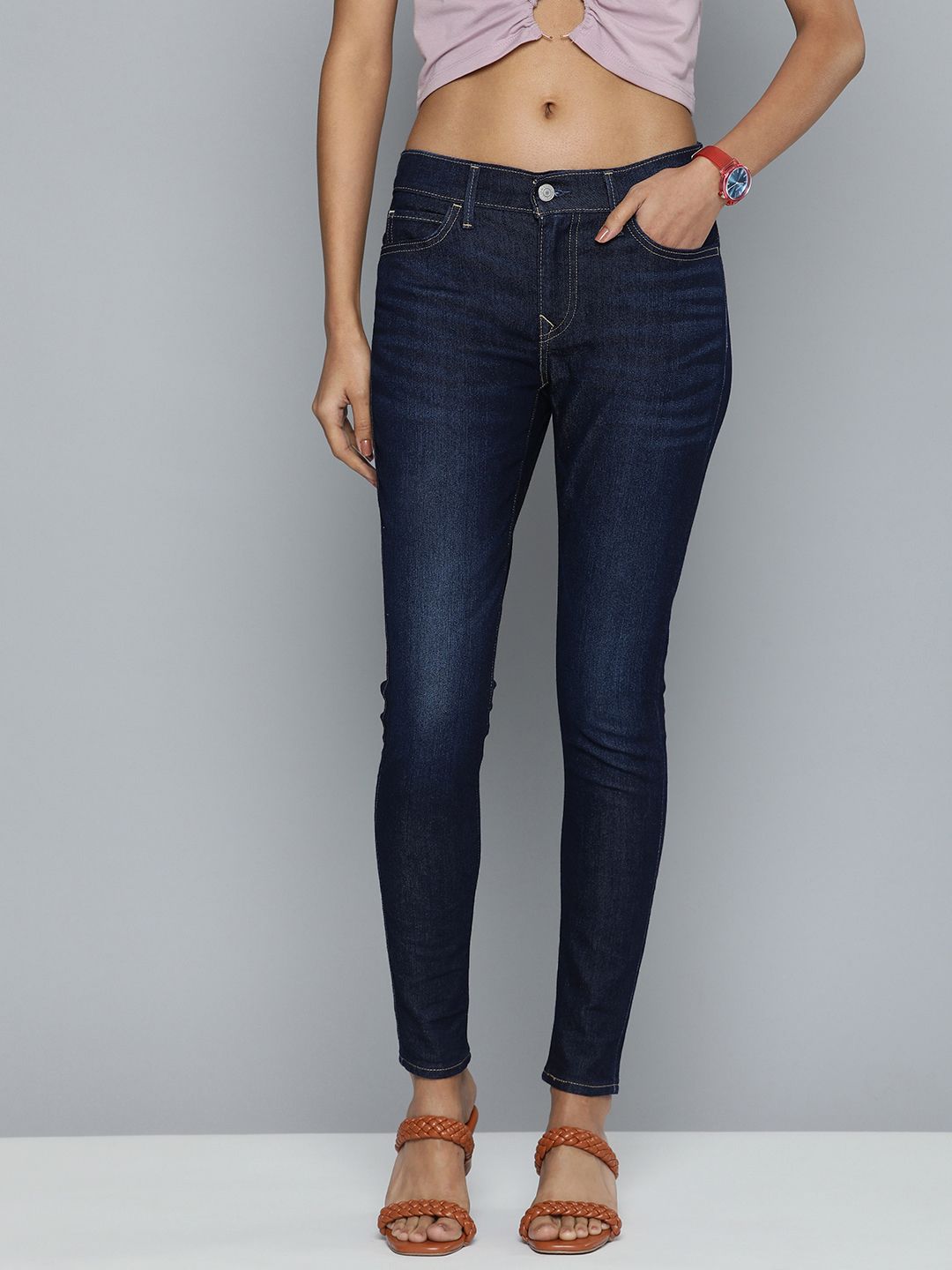 Levis Women's 710 Blue Skinny Fit Mid Rise Jeans