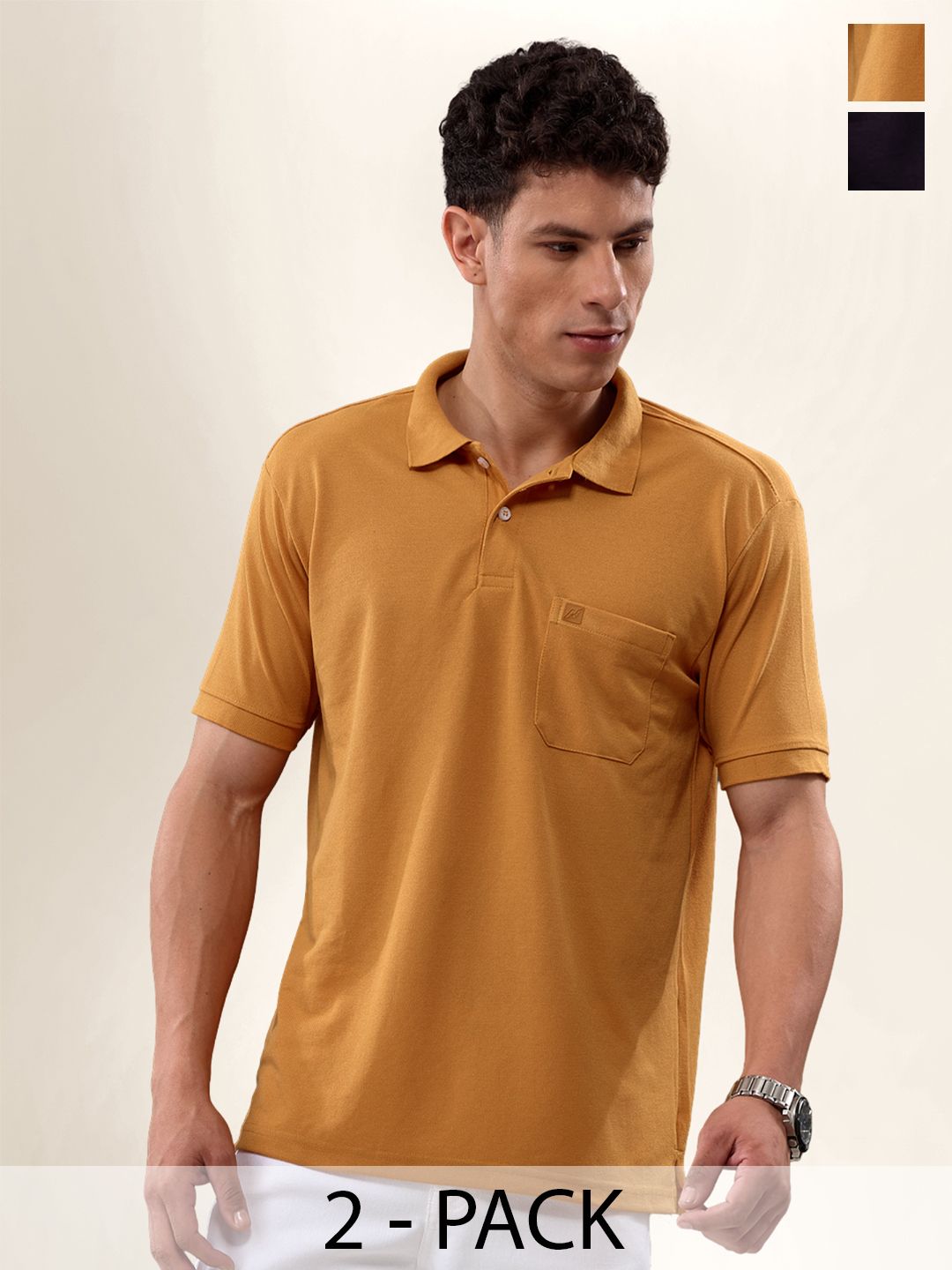 LUX NITRO Pack Of 2 Anti Odour Polo Collar T-Shirt