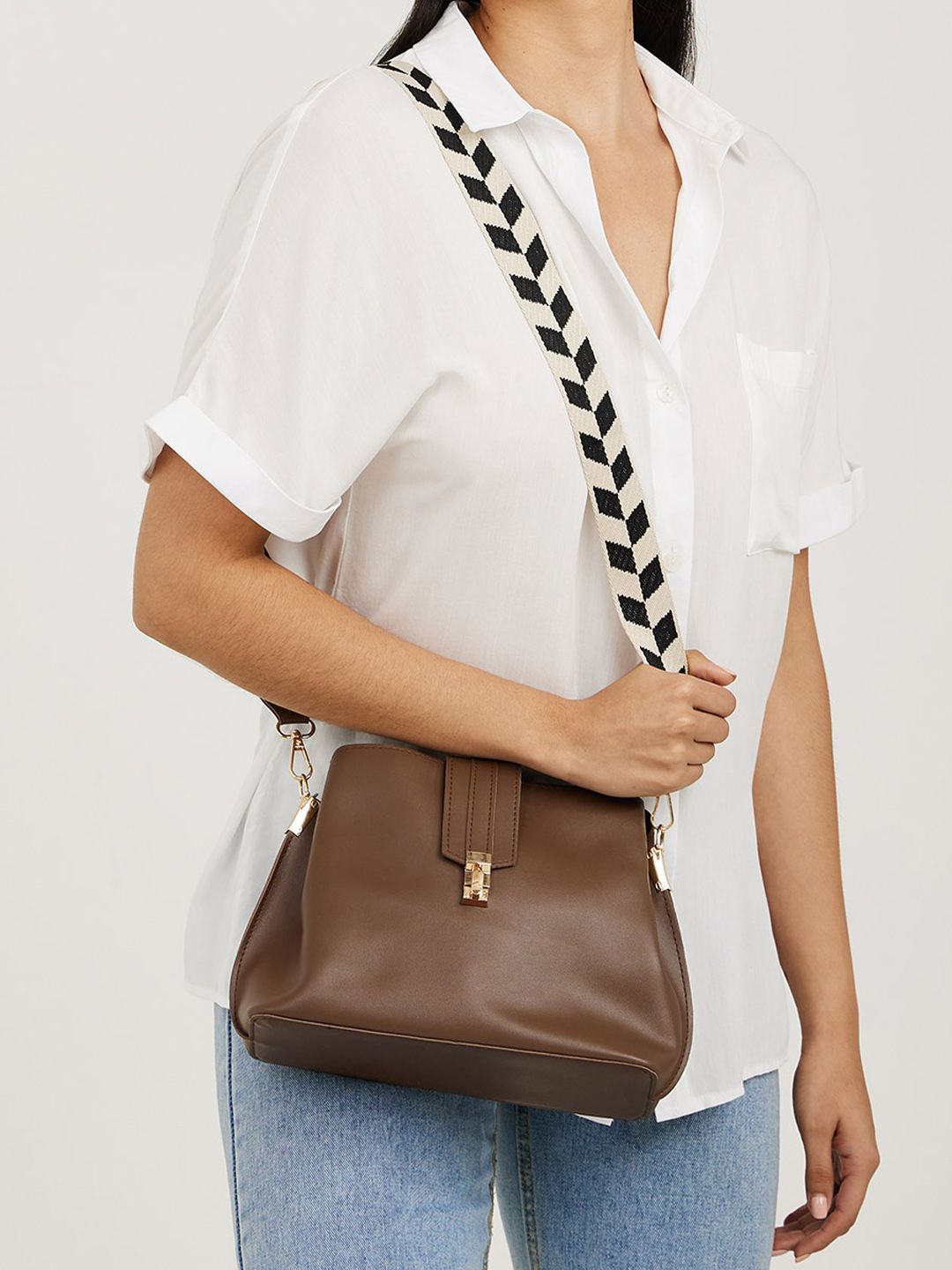 Buy Styli Solid Structured Sling Bag -  - Accessories for Women