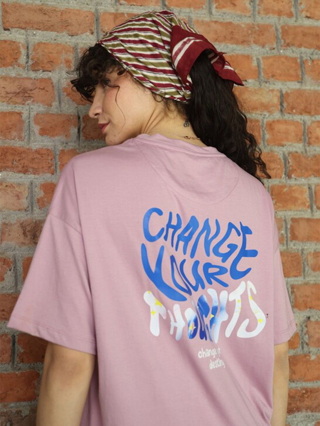 TITTLI Typography Printed Drop Shoulder Sleeves Pure Cotton Oversized T-shirt