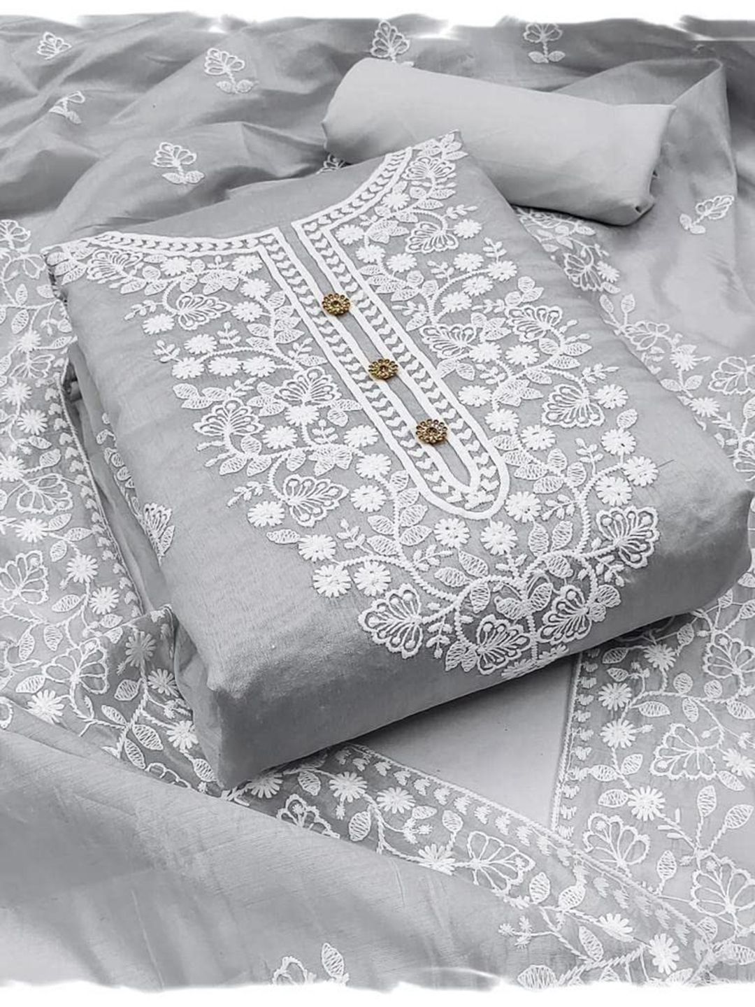 Sidhidata Floral Embroidered Unstitched Dress Material
