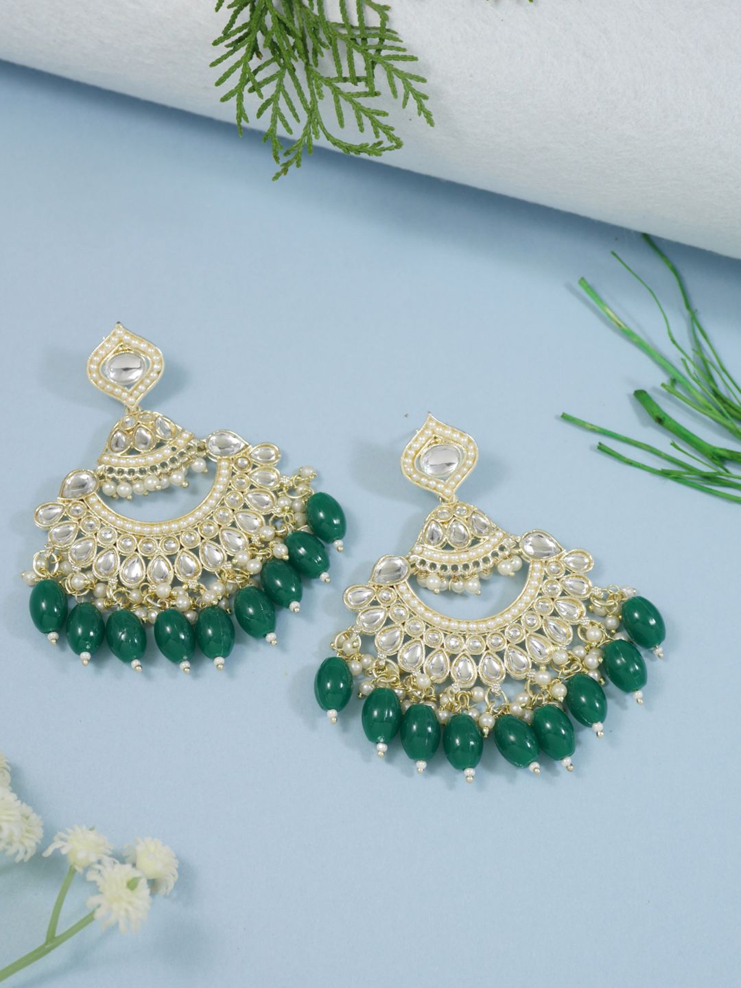Buy I Jewels Gold Plated Stones & Beads Studded Contemporary Drop Earrings -  - Accessories for Women
