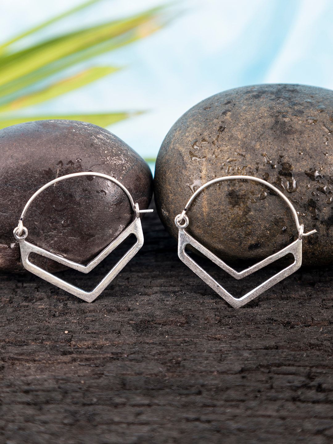 Studio One Love Silver-Plated Contemporary Hoop Earrings