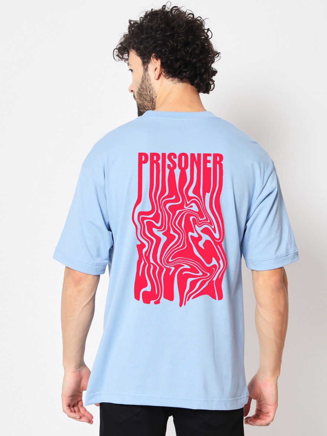 Imsa Moda Typography Printed Cotton Oversized Longline T-shirt